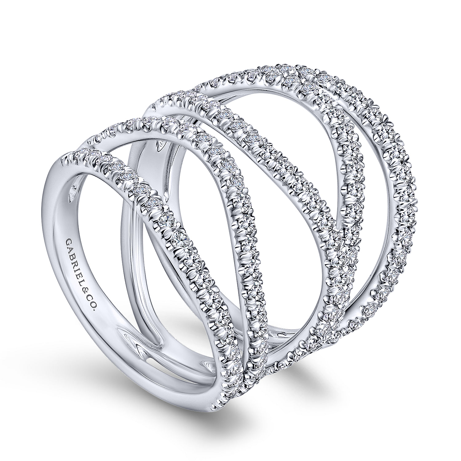 18k Curved White Gold Pave Diamond Wide Band Ladies 18k Curved White Gold Pave Diamond Wide Band Ladies