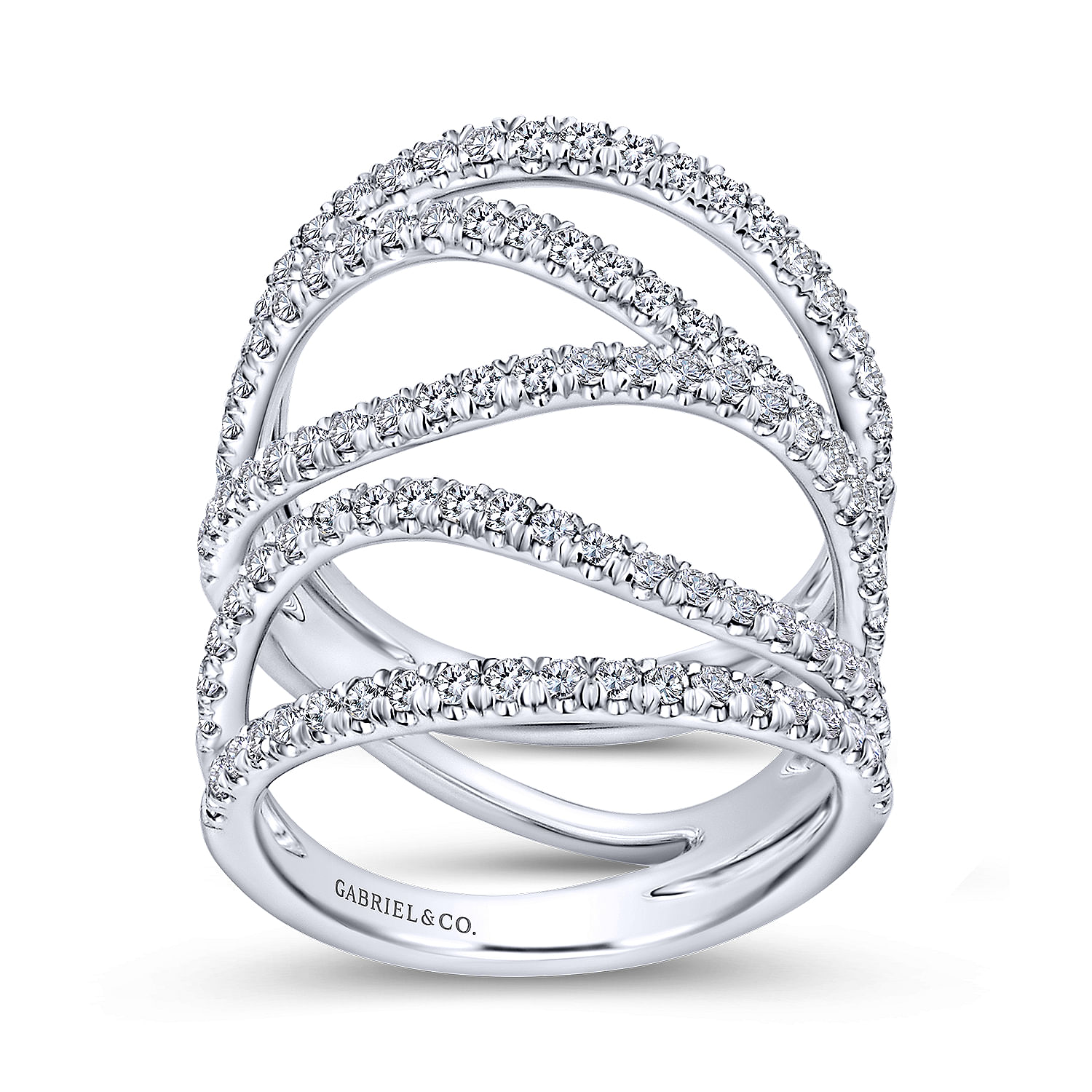 18k Curved White Gold Pave Diamond Wide Band Ladies 18k Curved White Gold Pave Diamond Wide Band Ladies
