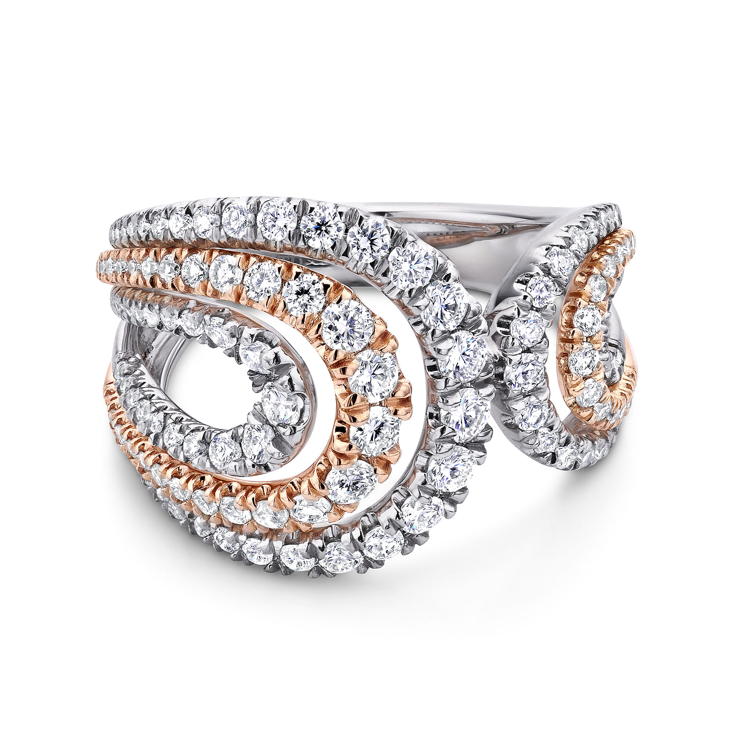 18k Layered White and Pink Gold Diamond Wide Band 18k Layered White and Pink Gold Diamond Wide Band