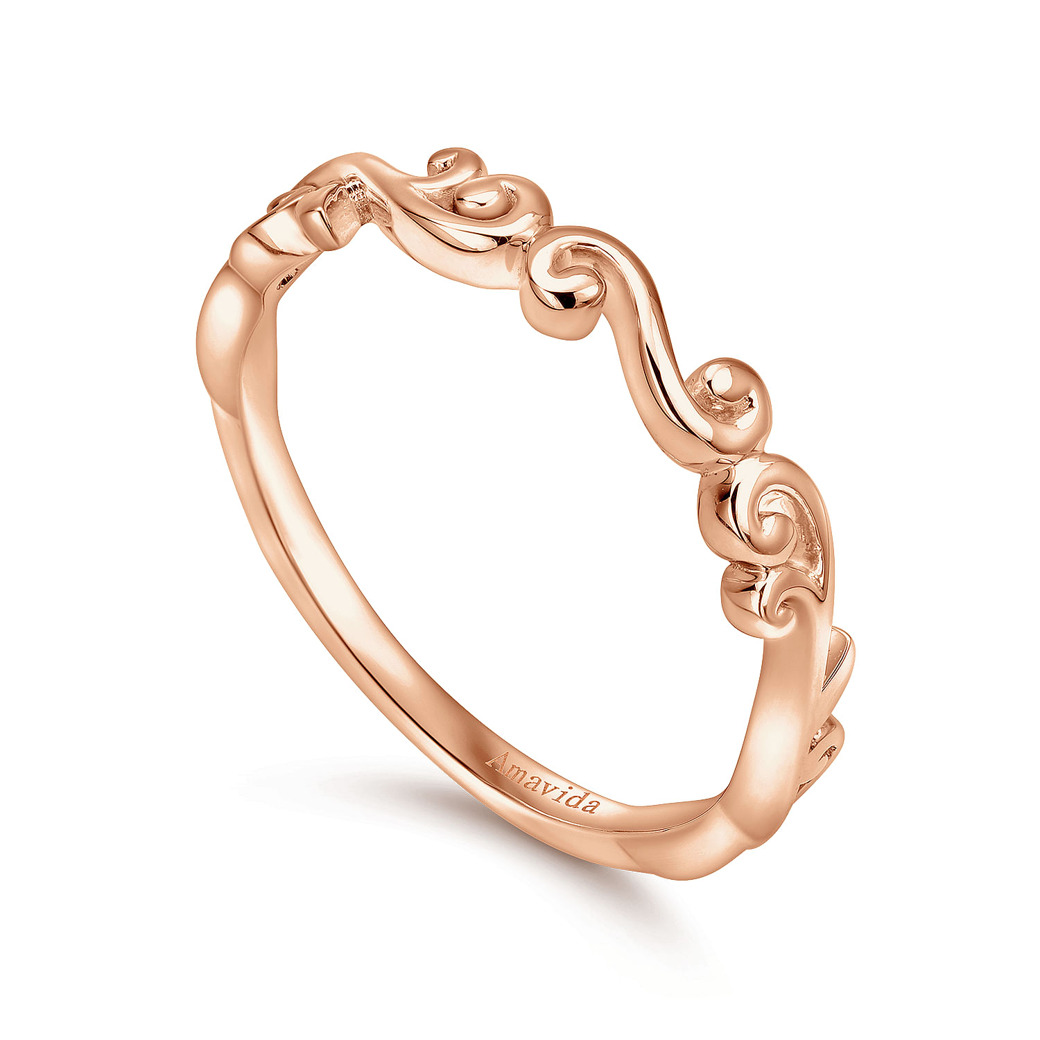 18k Pink Gold Curved Wedding Band angle 3 18k Pink Gold Curved Wedding Band angle 3
