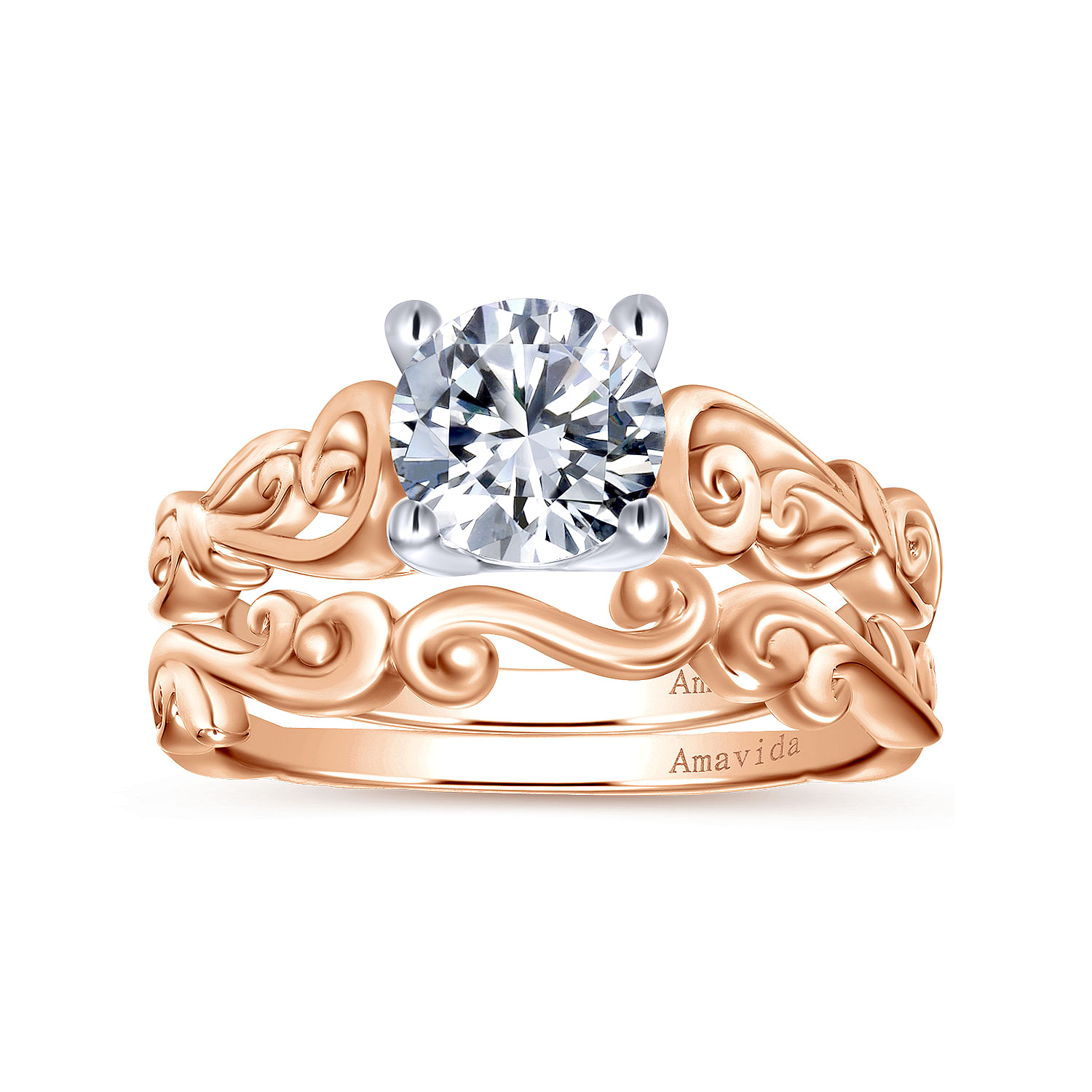 18k Pink Gold Curved Wedding Band angle 4 18k Pink Gold Curved Wedding Band angle 4
