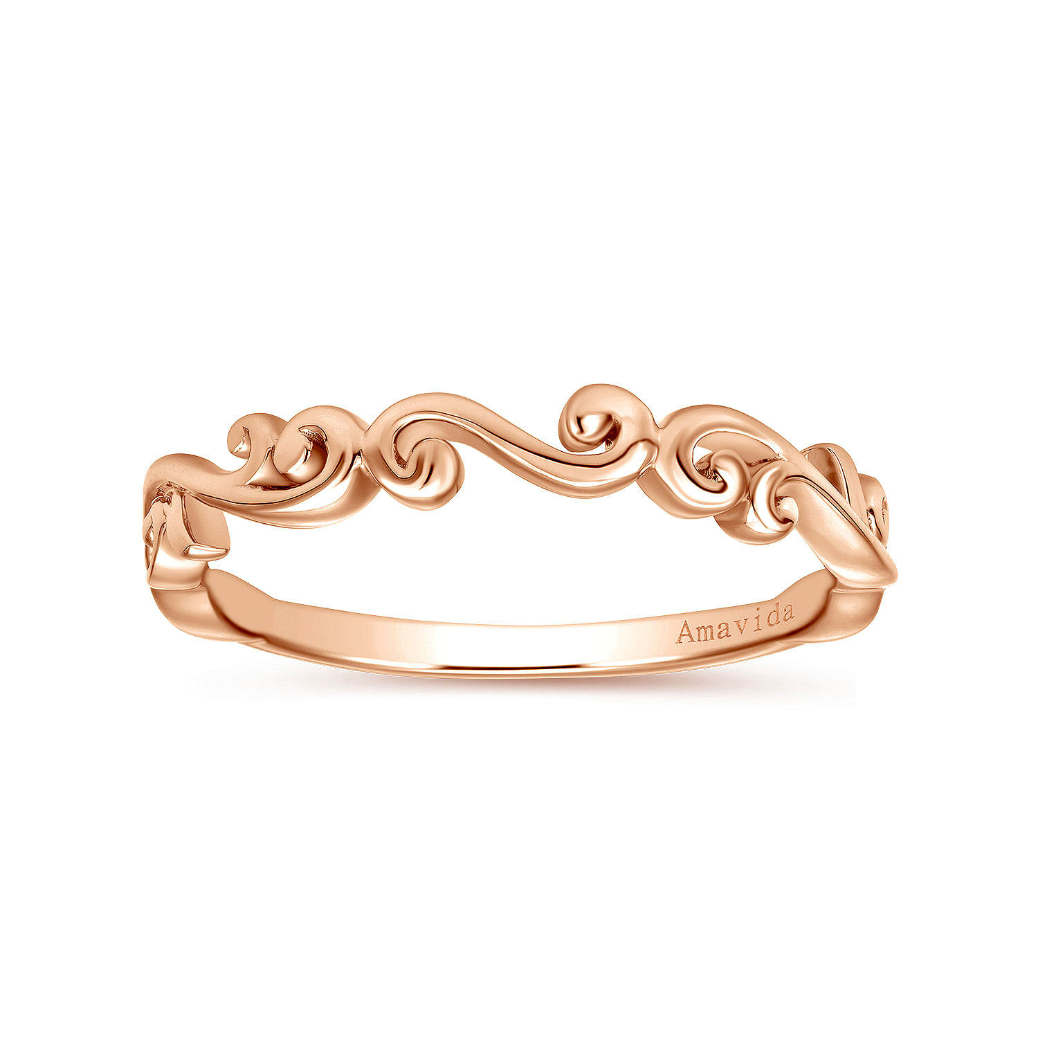 18k Pink Gold Curved Wedding Band angle 5 18k Pink Gold Curved Wedding Band angle 5