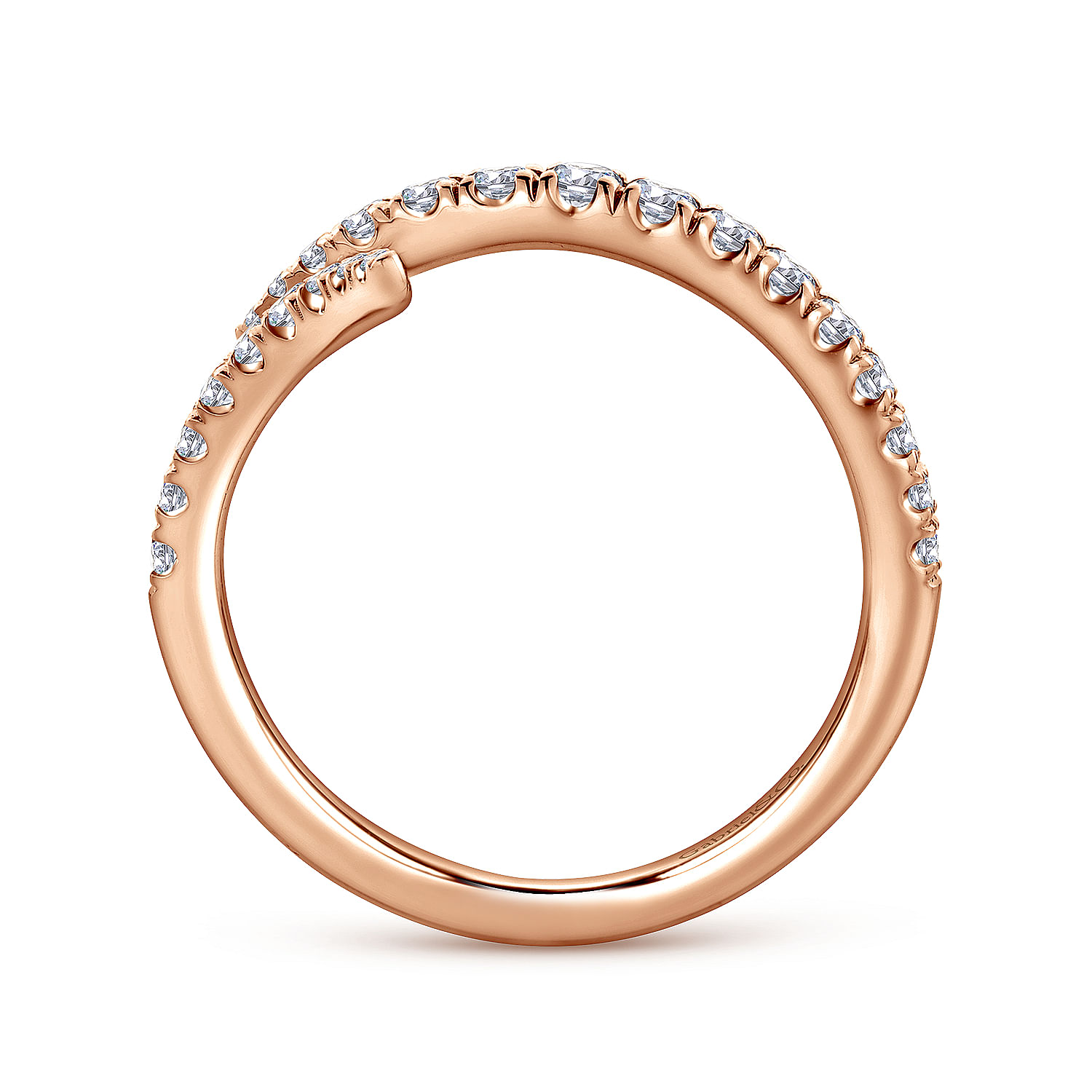 18k Pink Gold Diamond Curved Wedding Band angle 2 18k Pink Gold Diamond Curved Wedding Band angle 2