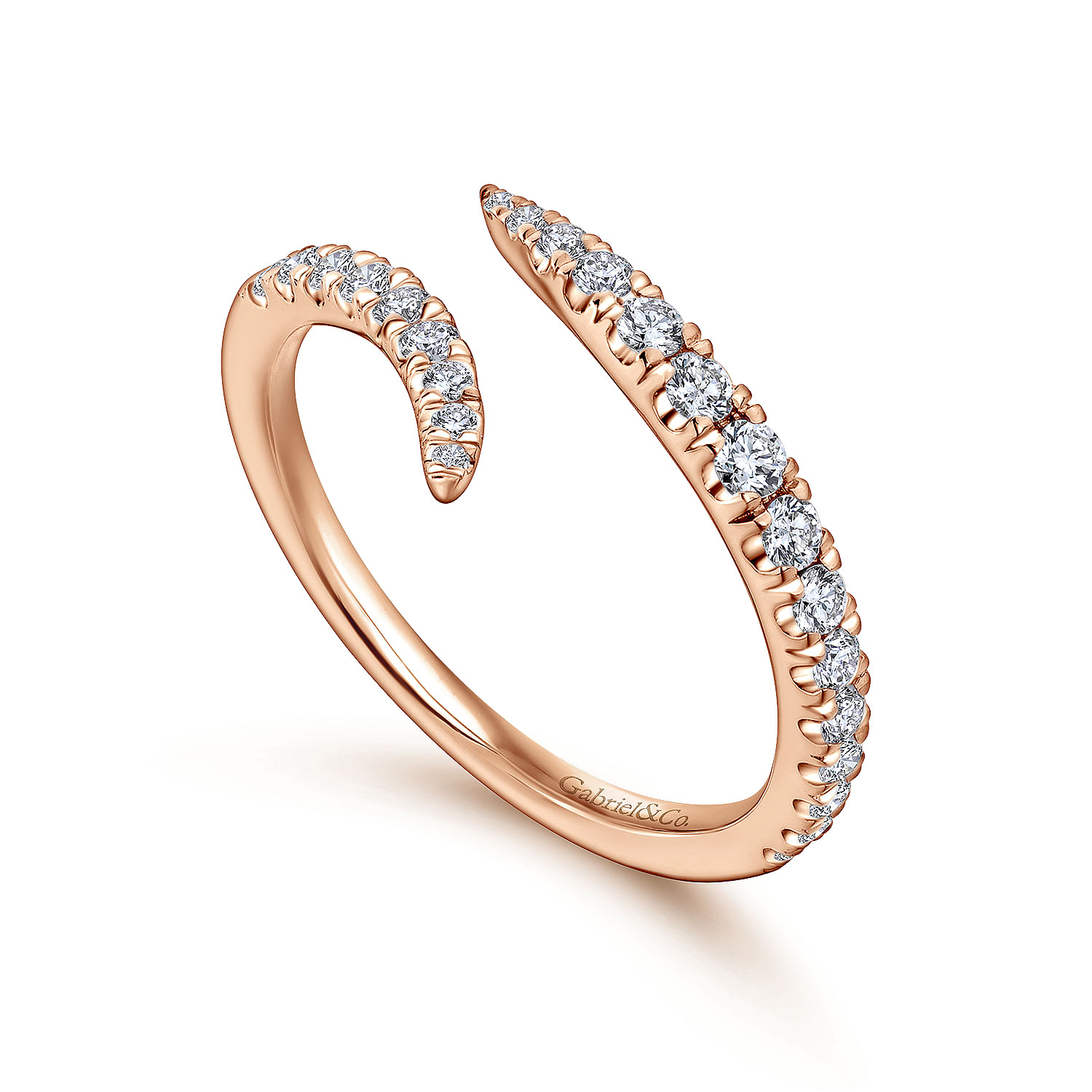 18k Pink Gold Diamond Curved Wedding Band angle 3 18k Pink Gold Diamond Curved Wedding Band angle 3