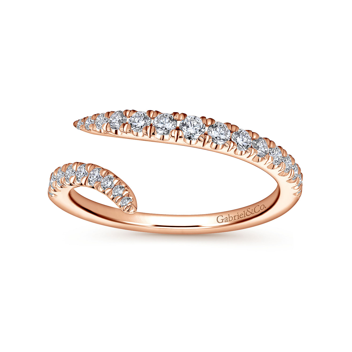 18k Pink Gold Diamond Curved Wedding Band angle 5 18k Pink Gold Diamond Curved Wedding Band angle 5