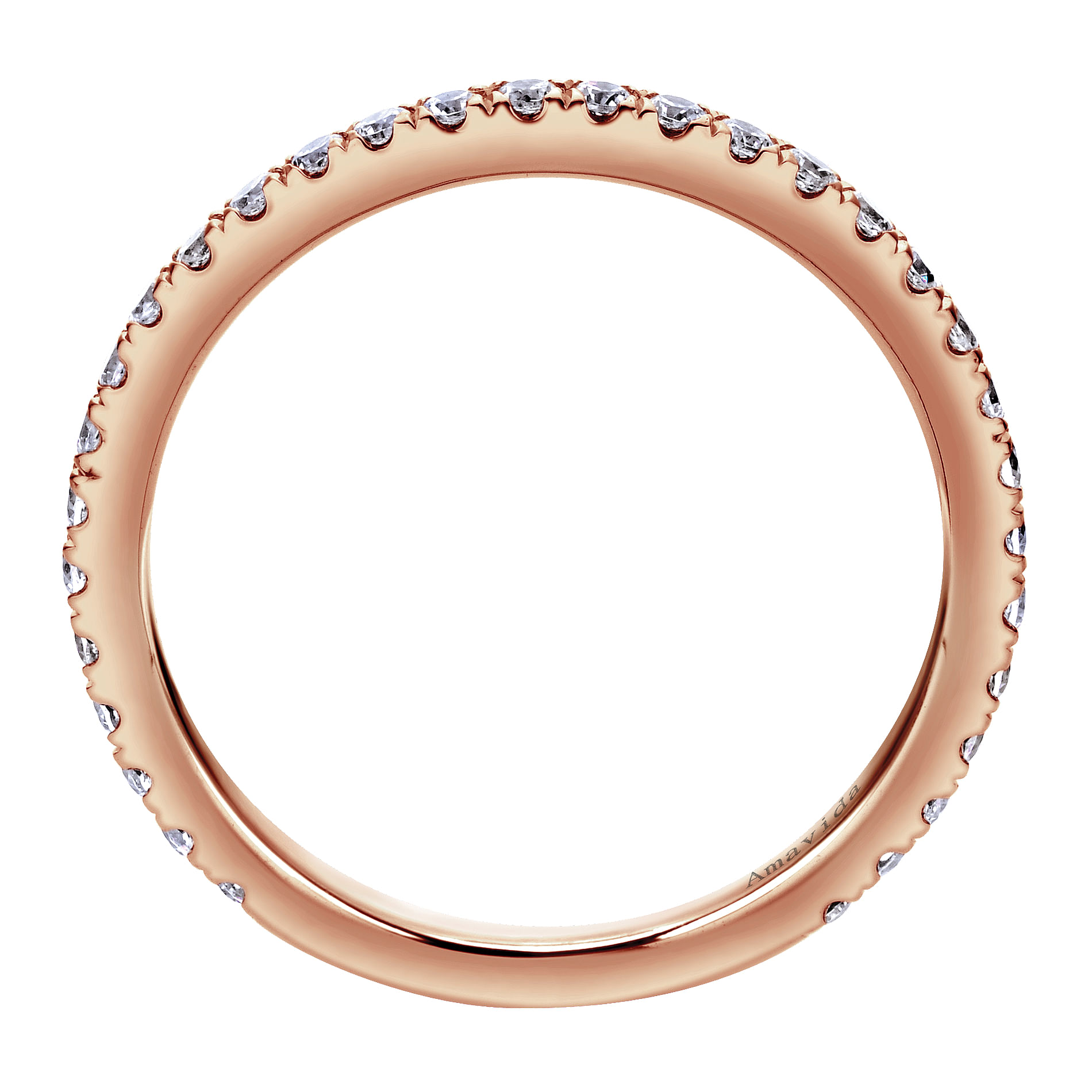 18k Pink Gold Diamond Wedding Band angle 2 18k Pink Gold Diamond Wedding Band angle 2