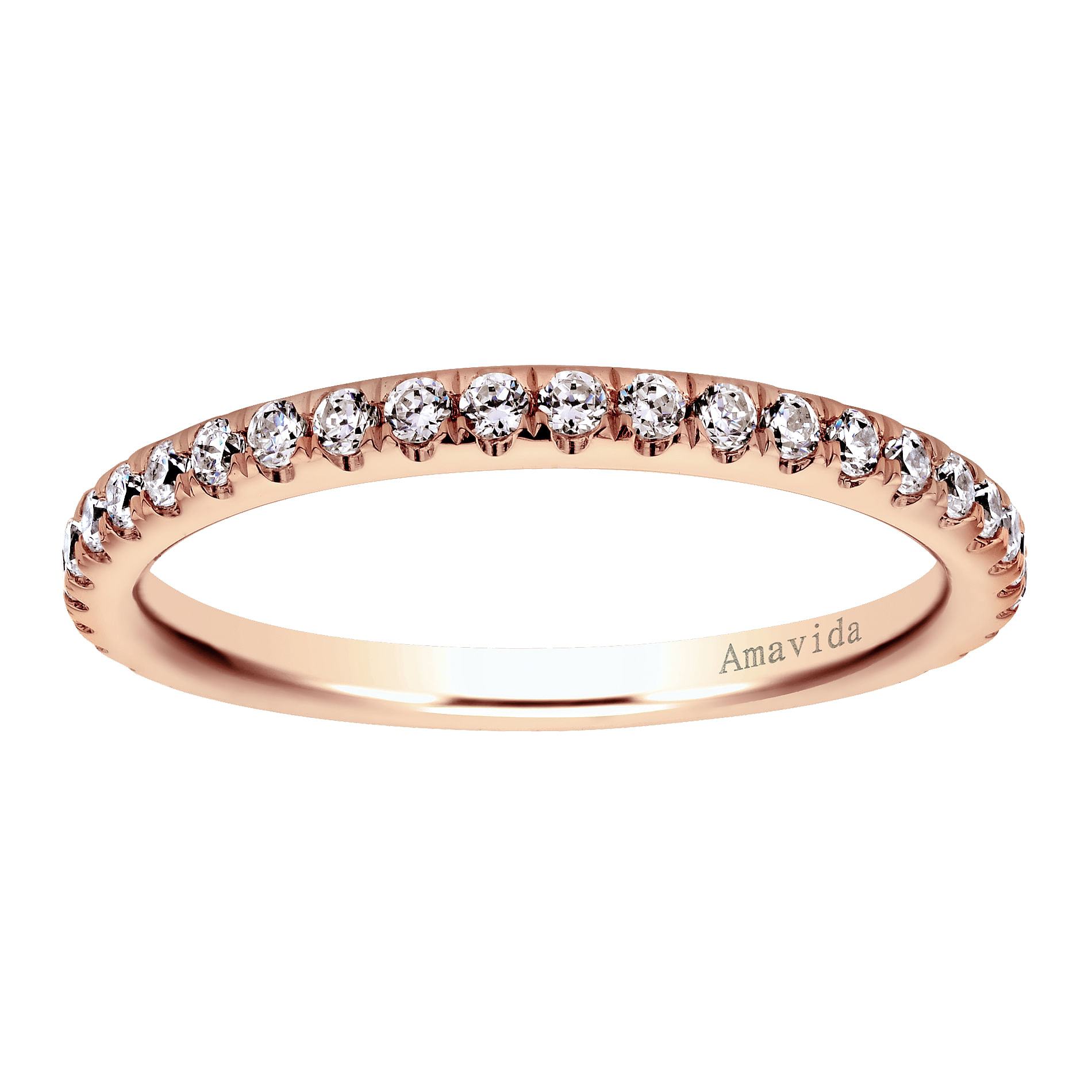 18k Pink Gold Diamond Wedding Band angle 5 18k Pink Gold Diamond Wedding Band angle 5