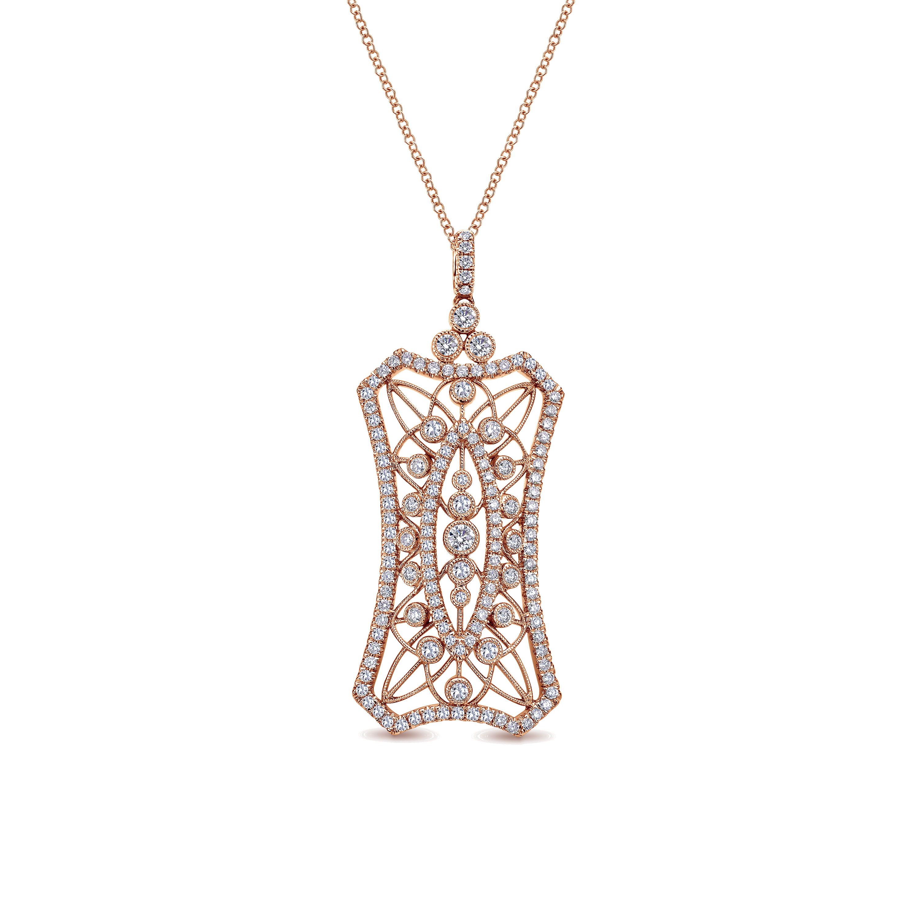 18k Pink Gold Intricate Pave Diamond Openwork Fashion 18k Pink Gold Intricate Pave Diamond Openwork Fashion