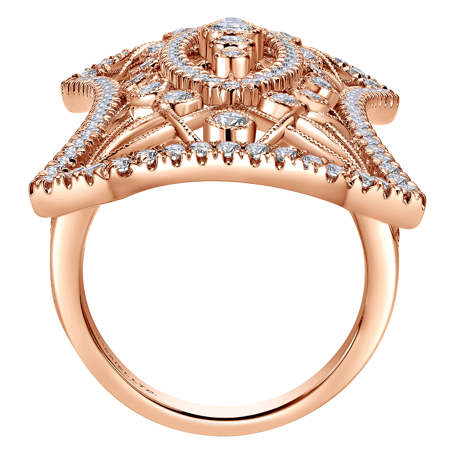 18k Pink Gold Pave Diamond Lattice Fashion Ladies 18k Pink Gold Pave Diamond Lattice Fashion Ladies