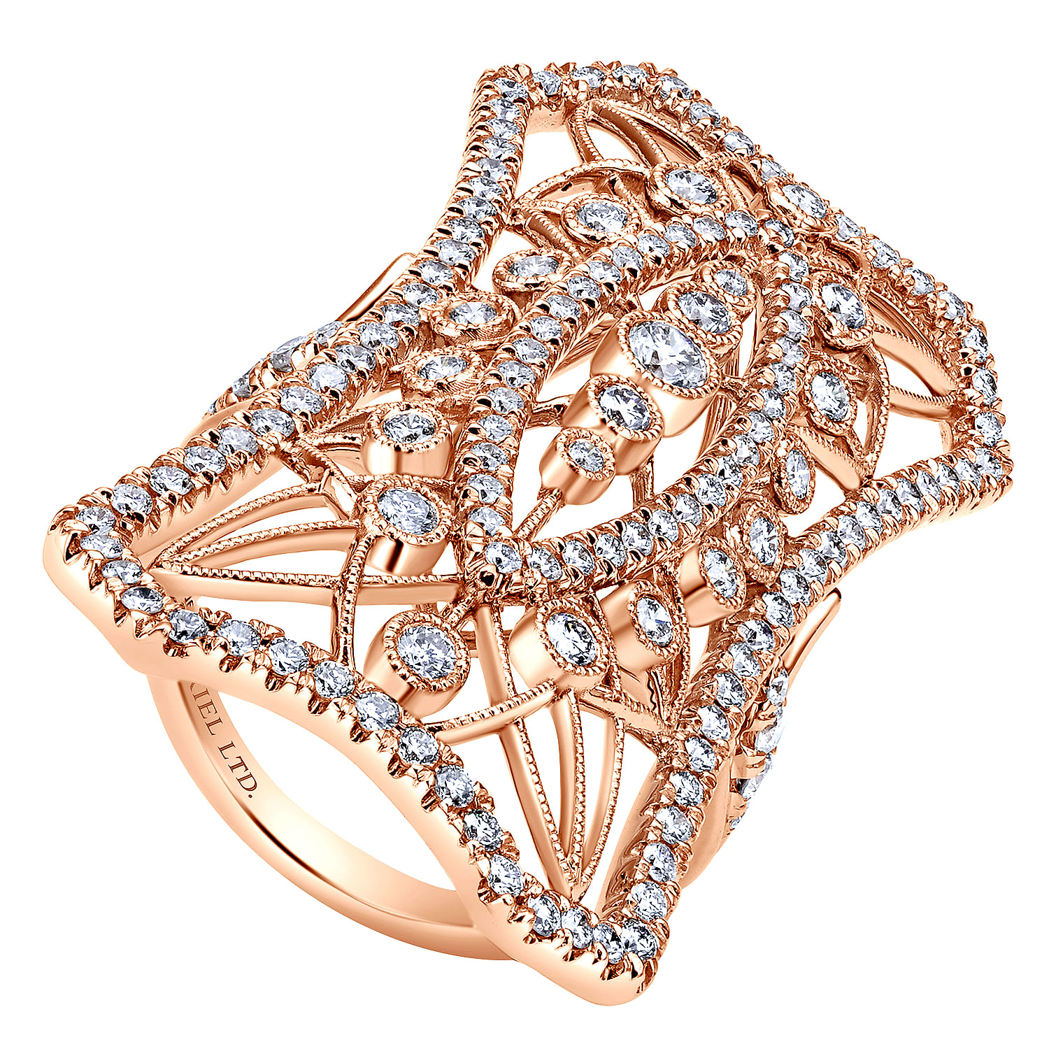 18k Pink Gold Pave Diamond Lattice Fashion Ladies 18k Pink Gold Pave Diamond Lattice Fashion Ladies