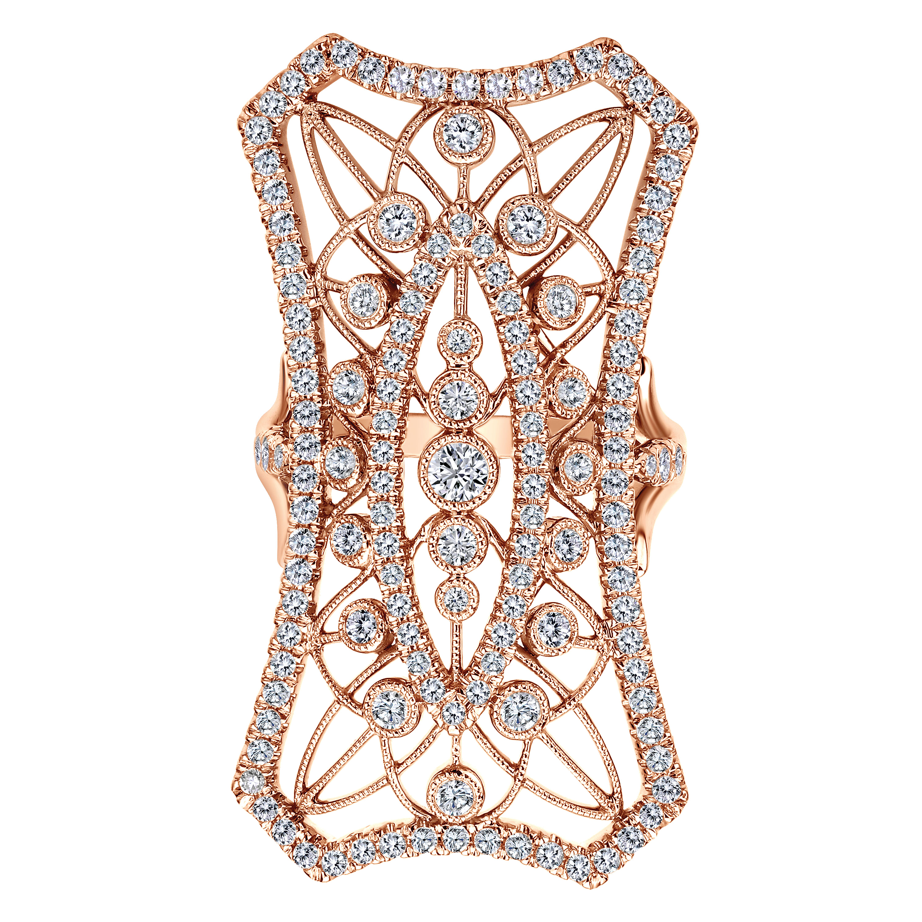 18k Pink Gold Pave Diamond Lattice Fashion Ladies 18k Pink Gold Pave Diamond Lattice Fashion Ladies