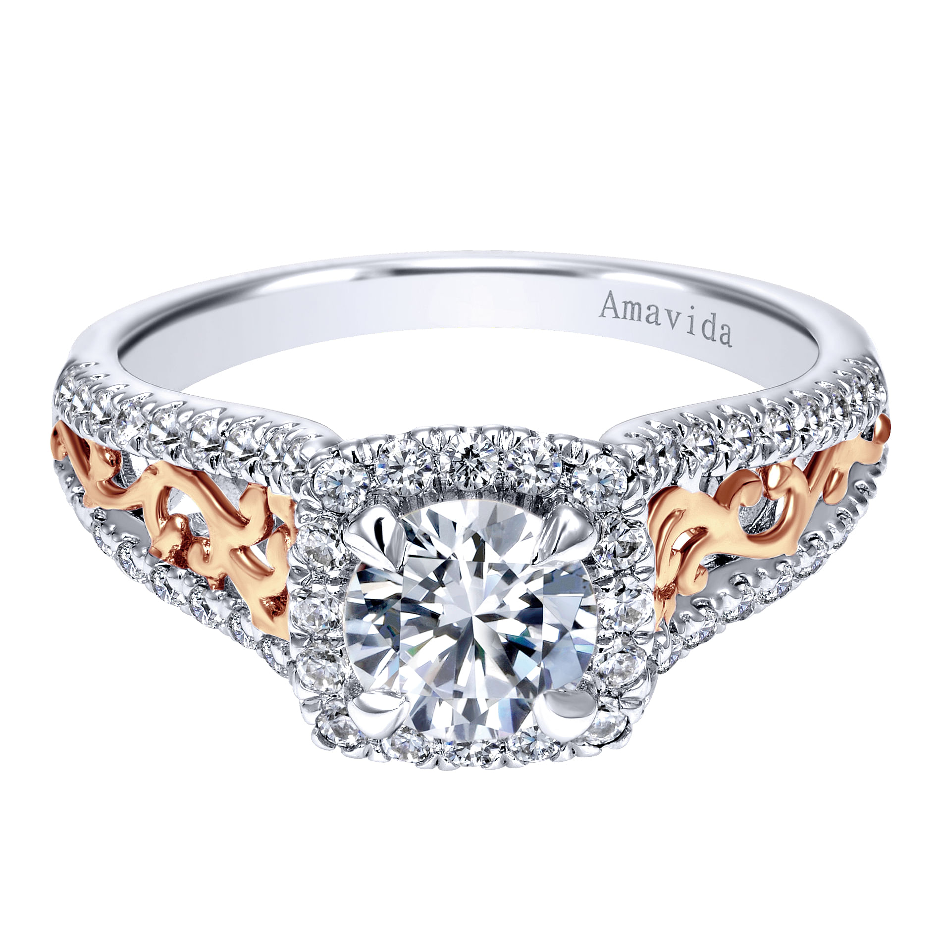 18k White/Rose Gold Round Halo 18k White/Rose Gold Round Halo