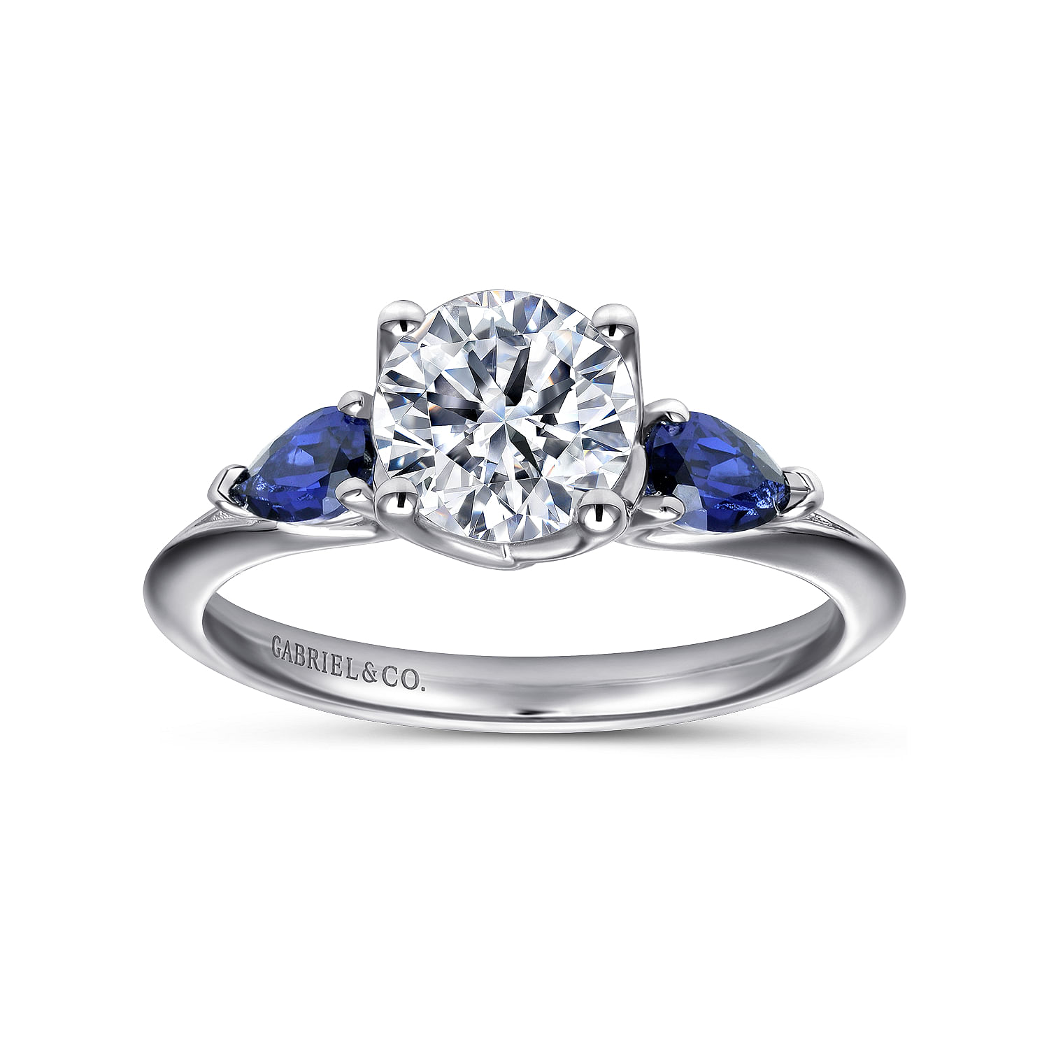 18k White Gold And Sapphire 3 Stones Engagement Ring angle 5 18k White Gold And Sapphire 3 Stones Engagement Ring angle 5