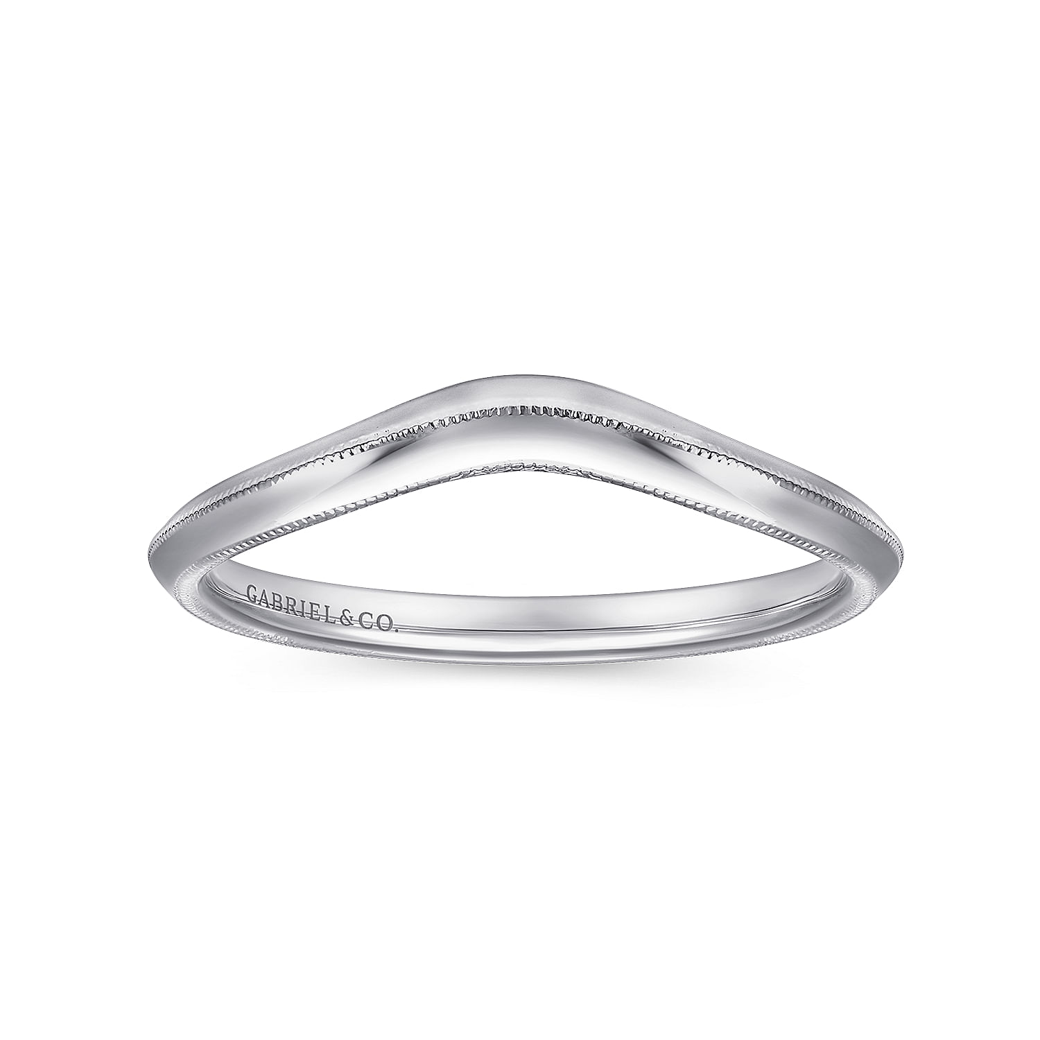 18k White Gold Contemporary Curved Wedding Band angle 5 18k White Gold Contemporary Curved Wedding Band angle 5