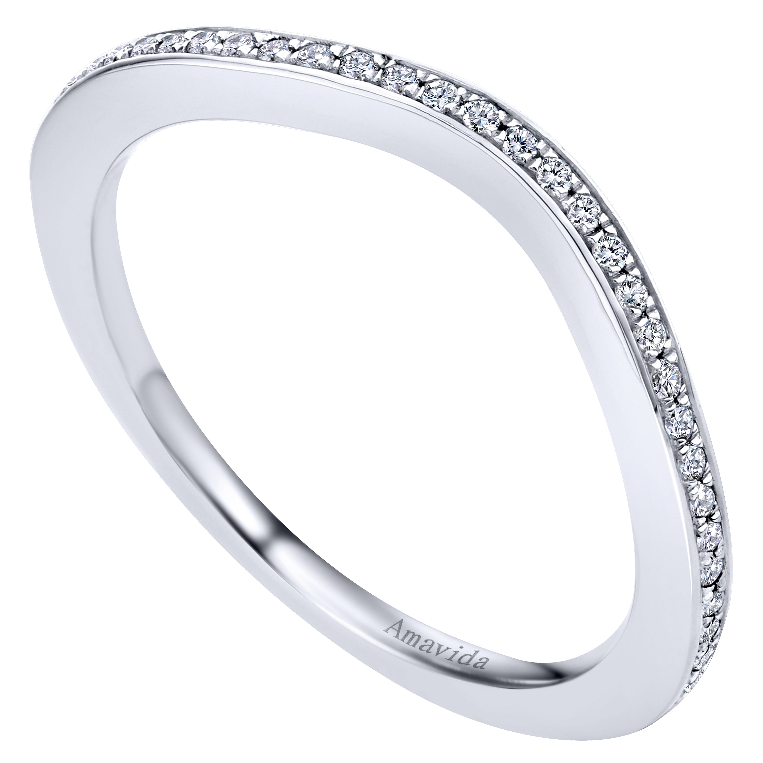 18k White Gold Contemporary Curved Wedding Band angle 3 18k White Gold Contemporary Curved Wedding Band angle 3