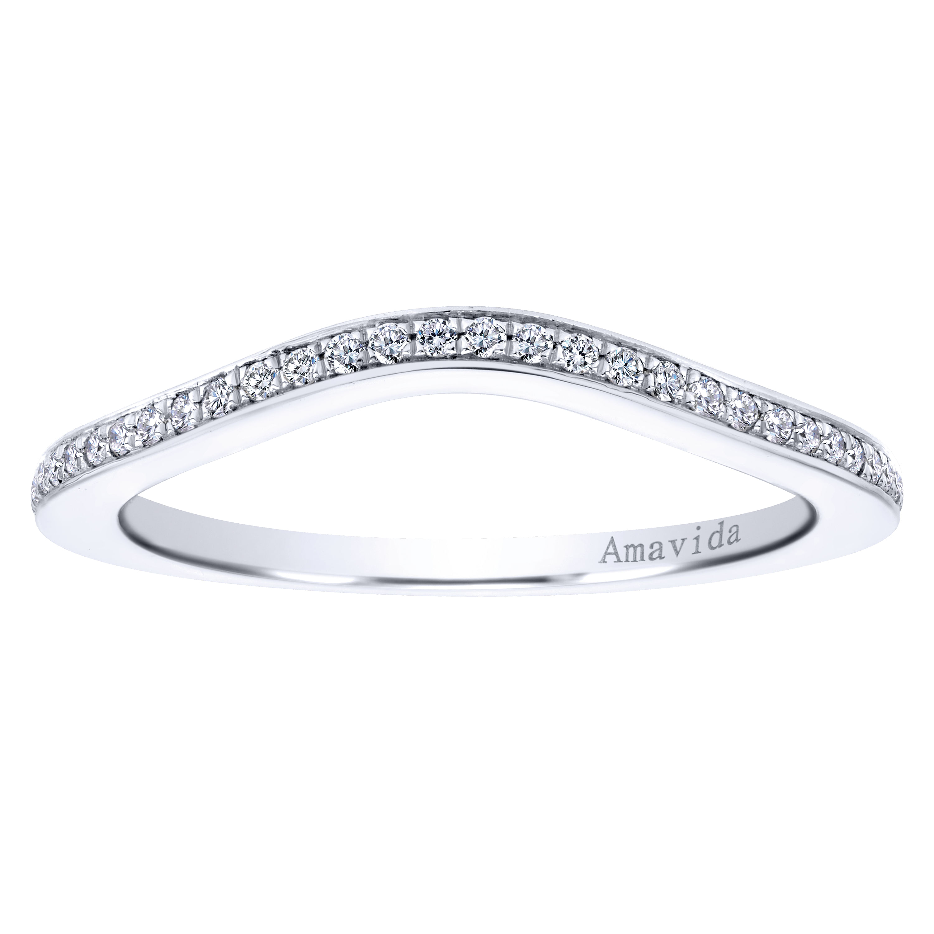 18k White Gold Contemporary Curved Wedding Band angle 5 18k White Gold Contemporary Curved Wedding Band angle 5