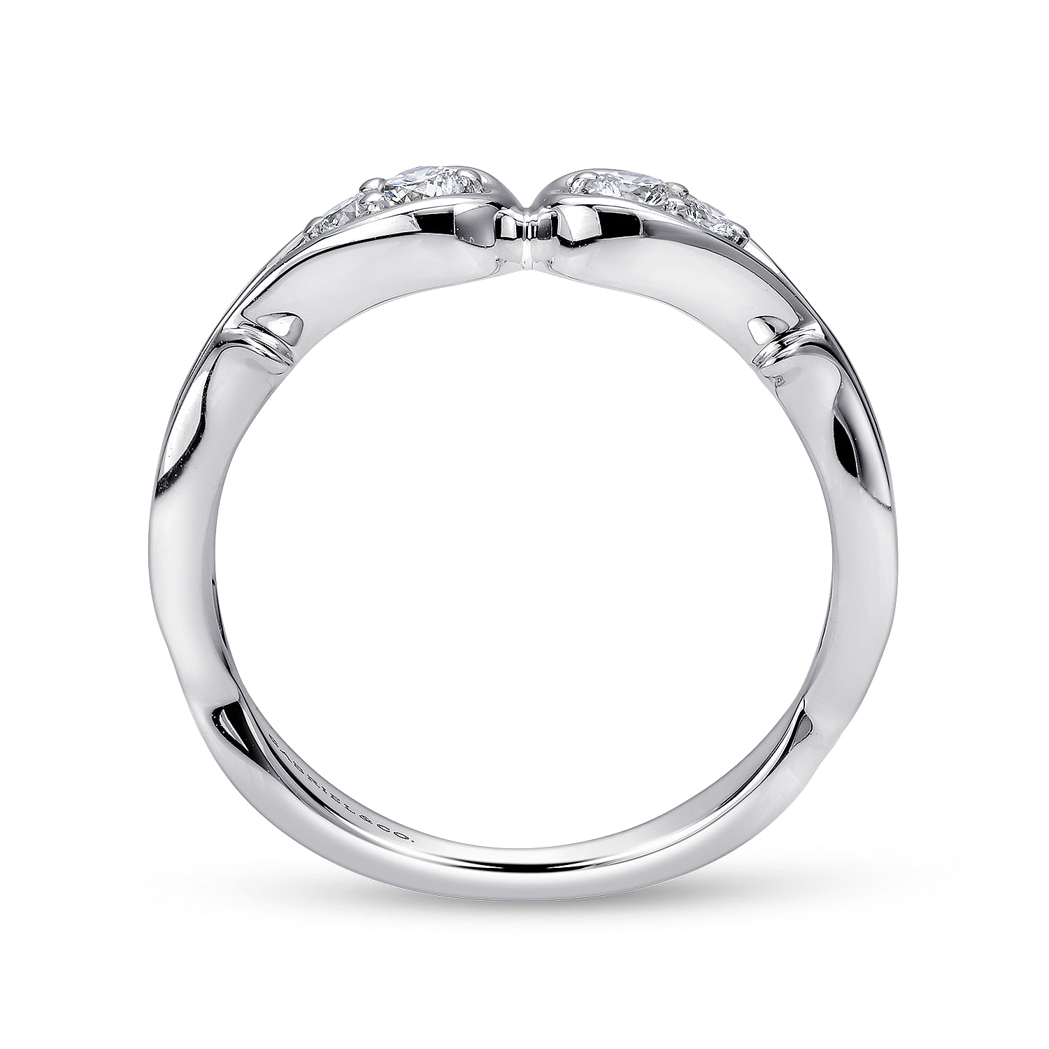 18k White Gold Contemporary Curved Wedding Band angle 2 18k White Gold Contemporary Curved Wedding Band angle 2