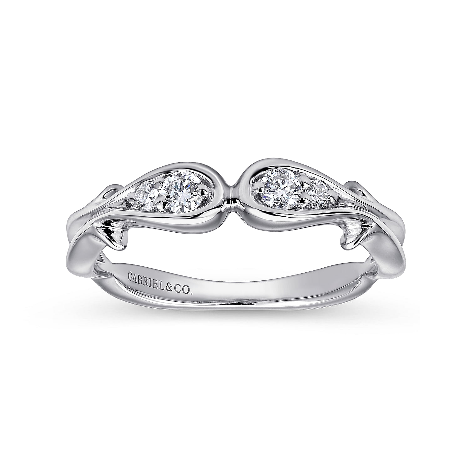 18k White Gold Contemporary Curved Wedding Band angle 5 18k White Gold Contemporary Curved Wedding Band angle 5