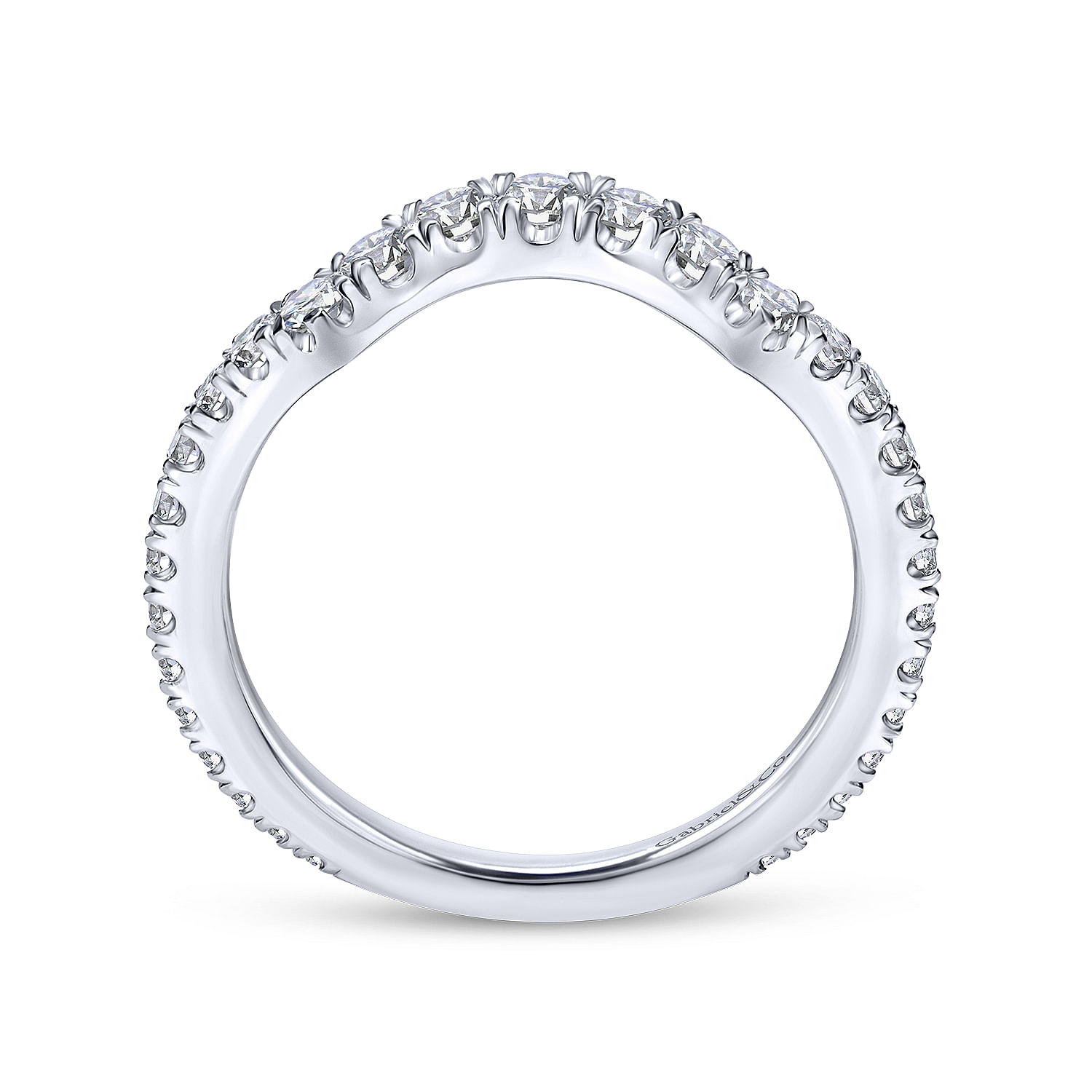 18k White Gold Contemporary Curved Wedding Band angle 2 18k White Gold Contemporary Curved Wedding Band angle 2
