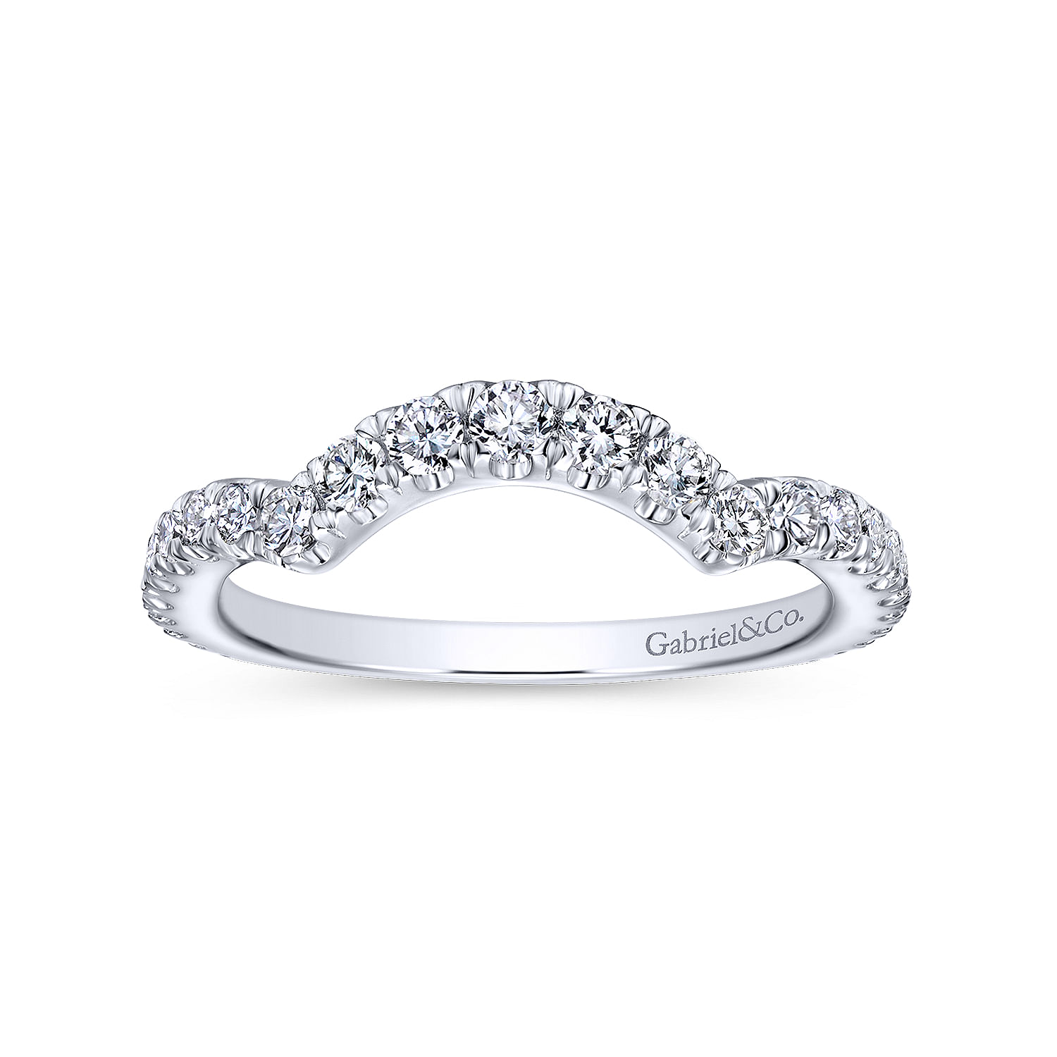 18k White Gold Contemporary Curved Wedding Band angle 5 18k White Gold Contemporary Curved Wedding Band angle 5
