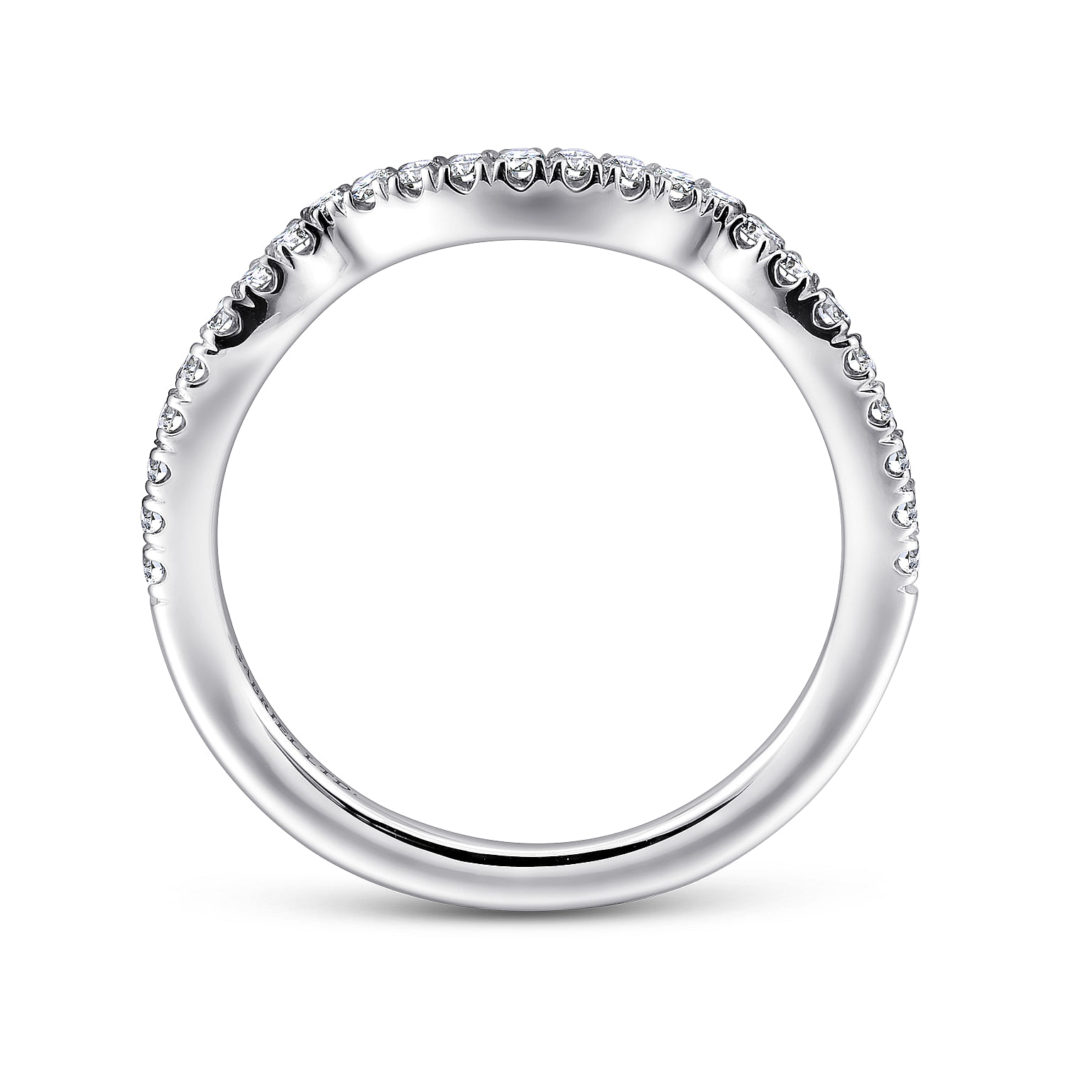 18k White Gold Contemporary Curved Wedding Band angle 2 18k White Gold Contemporary Curved Wedding Band angle 2