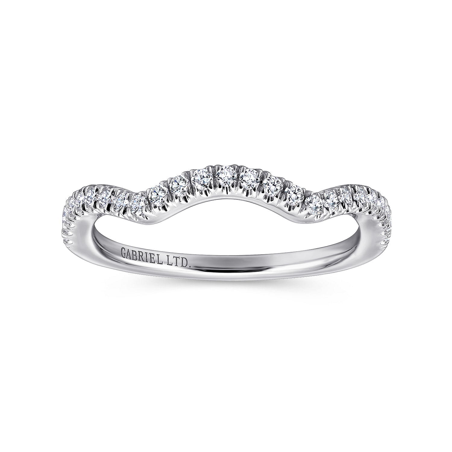 18k White Gold Contemporary Curved Wedding Band angle 5 18k White Gold Contemporary Curved Wedding Band angle 5