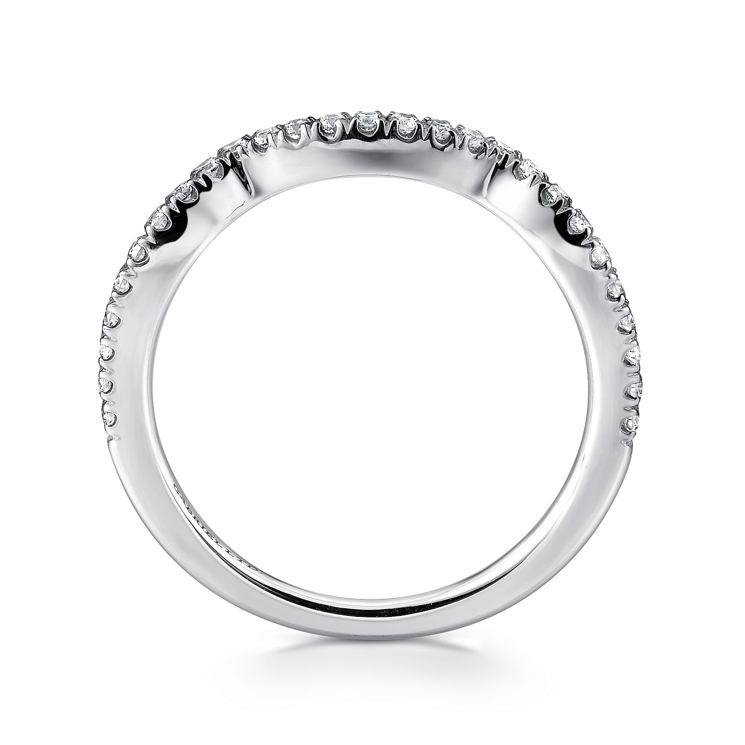 18k White Gold Contemporary Curved Wedding Band angle 2 18k White Gold Contemporary Curved Wedding Band angle 2