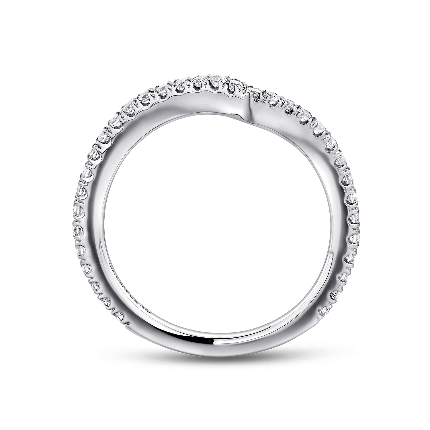 18k White Gold Contemporary Curved Wedding Band angle 2 18k White Gold Contemporary Curved Wedding Band angle 2