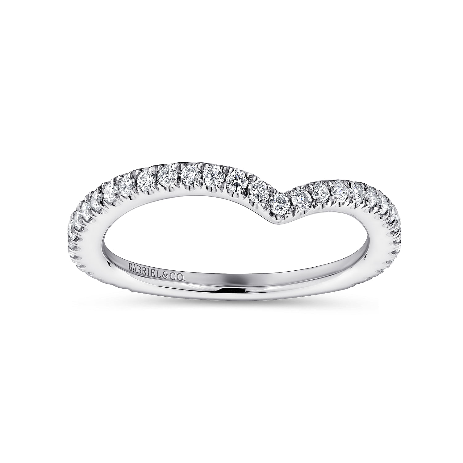 18k White Gold Contemporary Curved Wedding Band angle 5 18k White Gold Contemporary Curved Wedding Band angle 5