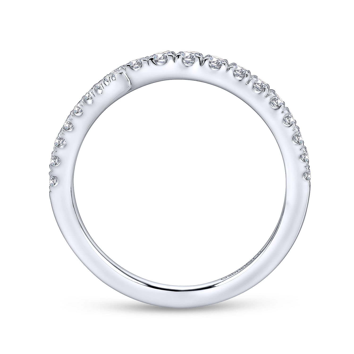 18k White Gold Contemporary Curved Wedding Band angle 2 18k White Gold Contemporary Curved Wedding Band angle 2