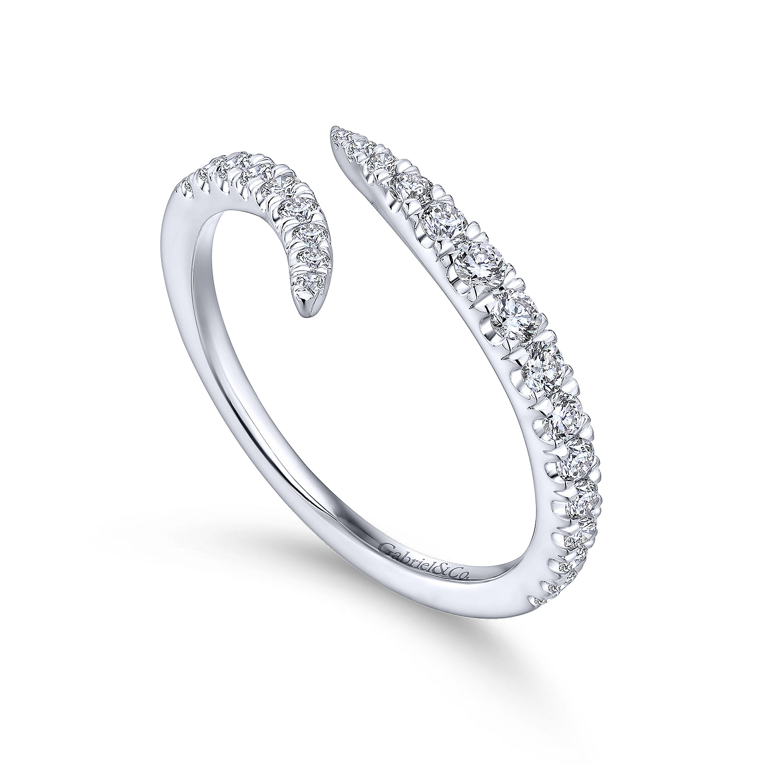 18k White Gold Contemporary Curved Wedding Band angle 3 18k White Gold Contemporary Curved Wedding Band angle 3