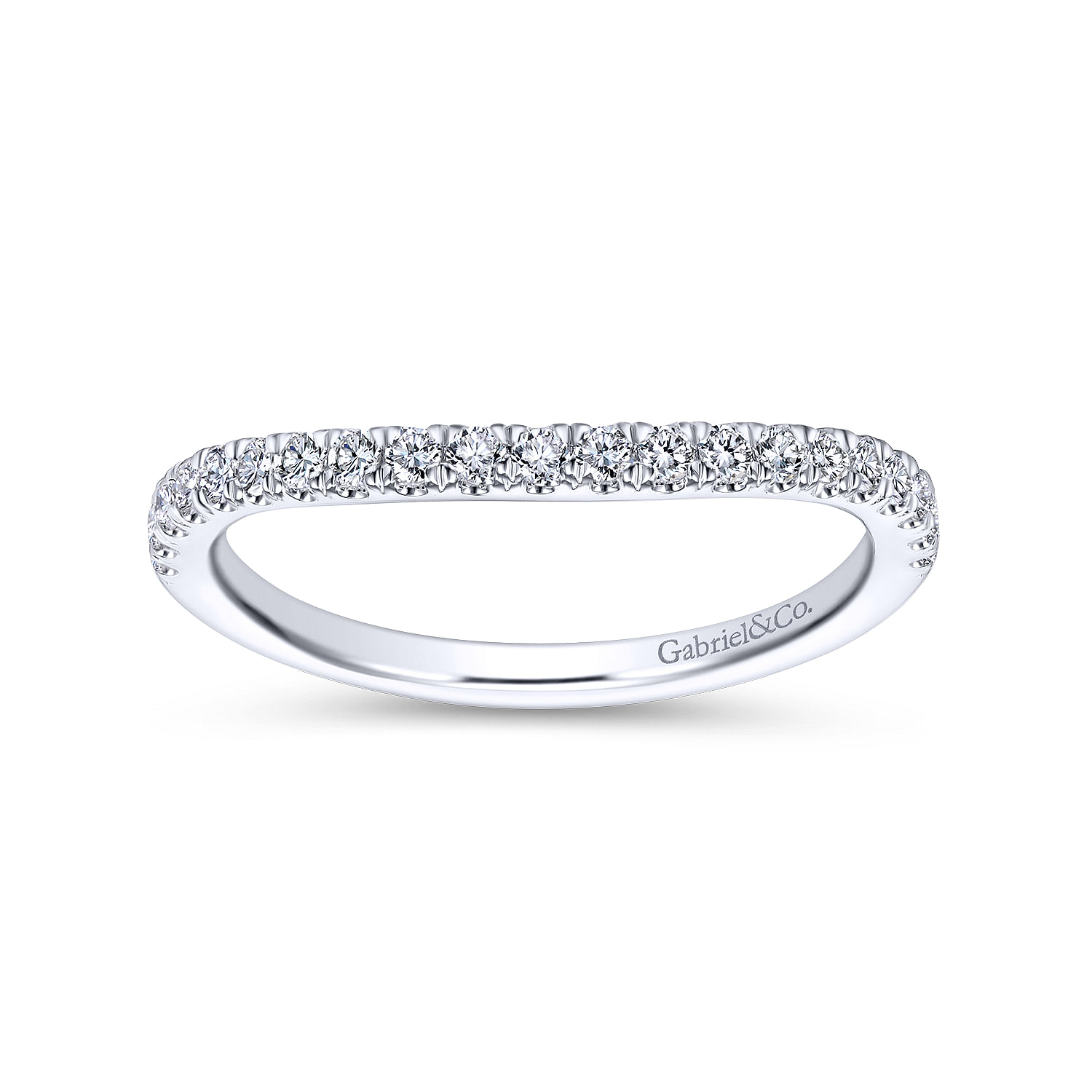 18k White Gold Contemporary Curved Wedding Band angle 5 18k White Gold Contemporary Curved Wedding Band angle 5