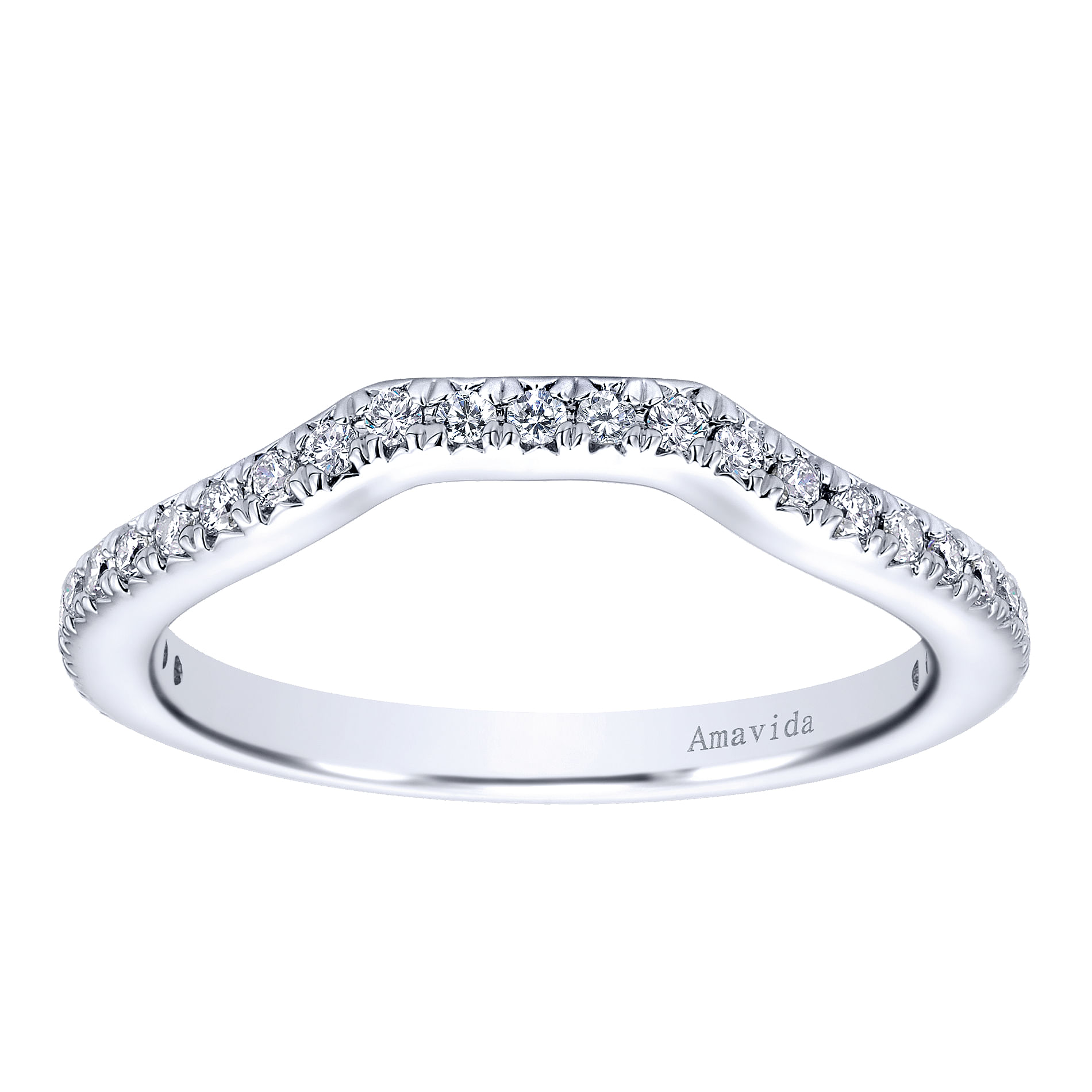 18k White Gold Contemporary Curved Wedding Band angle 5 18k White Gold Contemporary Curved Wedding Band angle 5