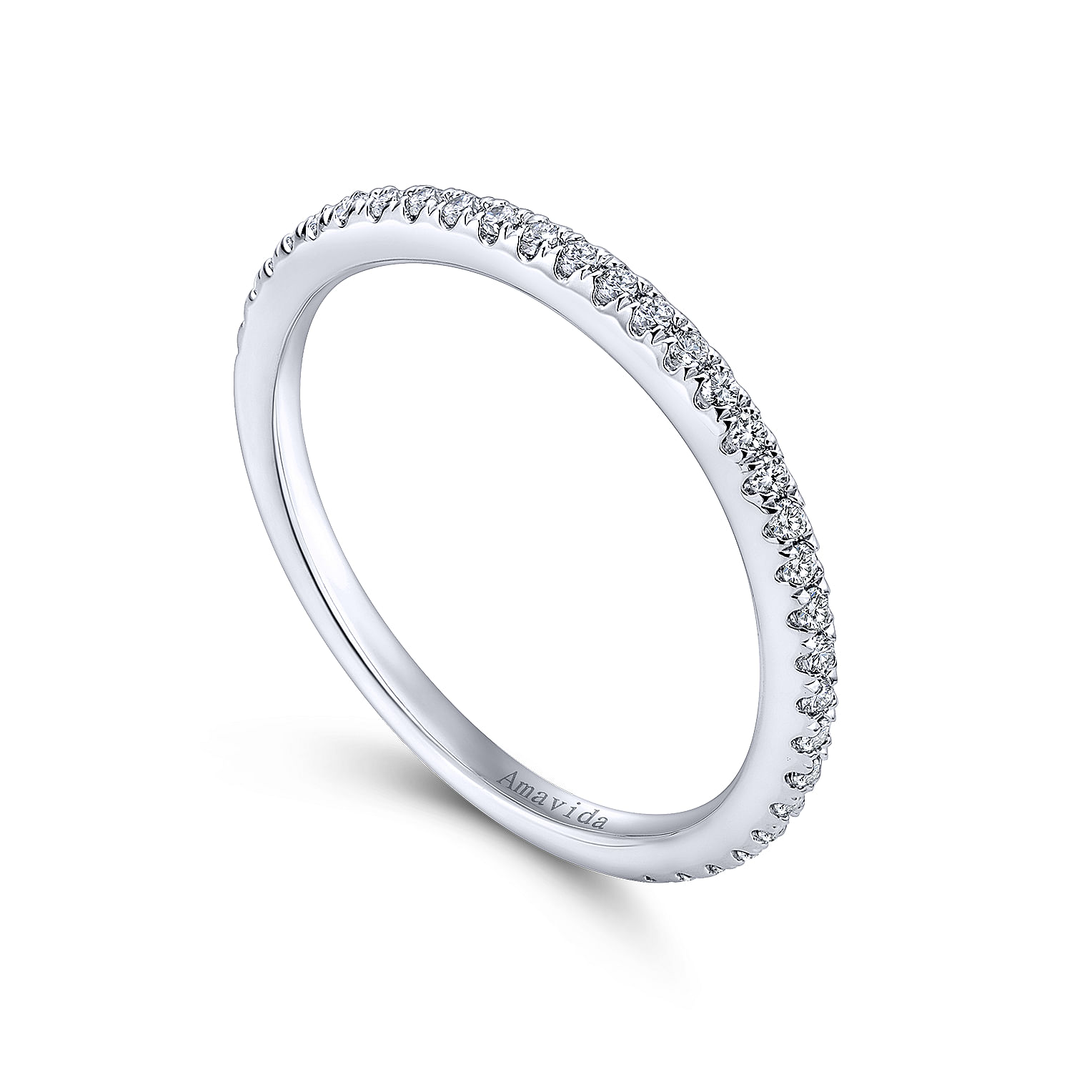 18k White Gold Contemporary Curved Wedding Band angle 3 18k White Gold Contemporary Curved Wedding Band angle 3