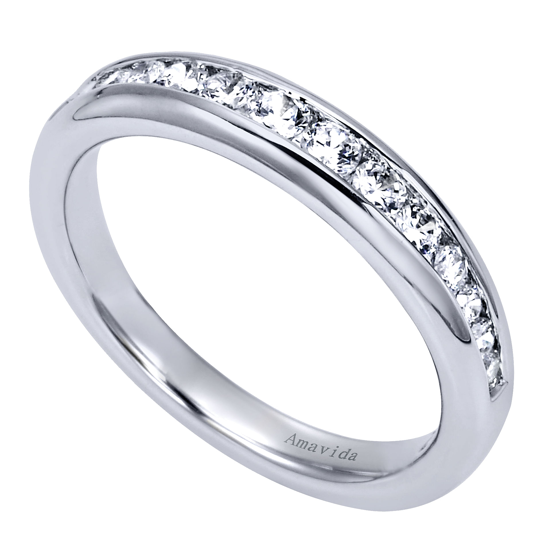 18k White Gold Contemporary Straight Wedding Band angle 3 18k White Gold Contemporary Straight Wedding Band angle 3