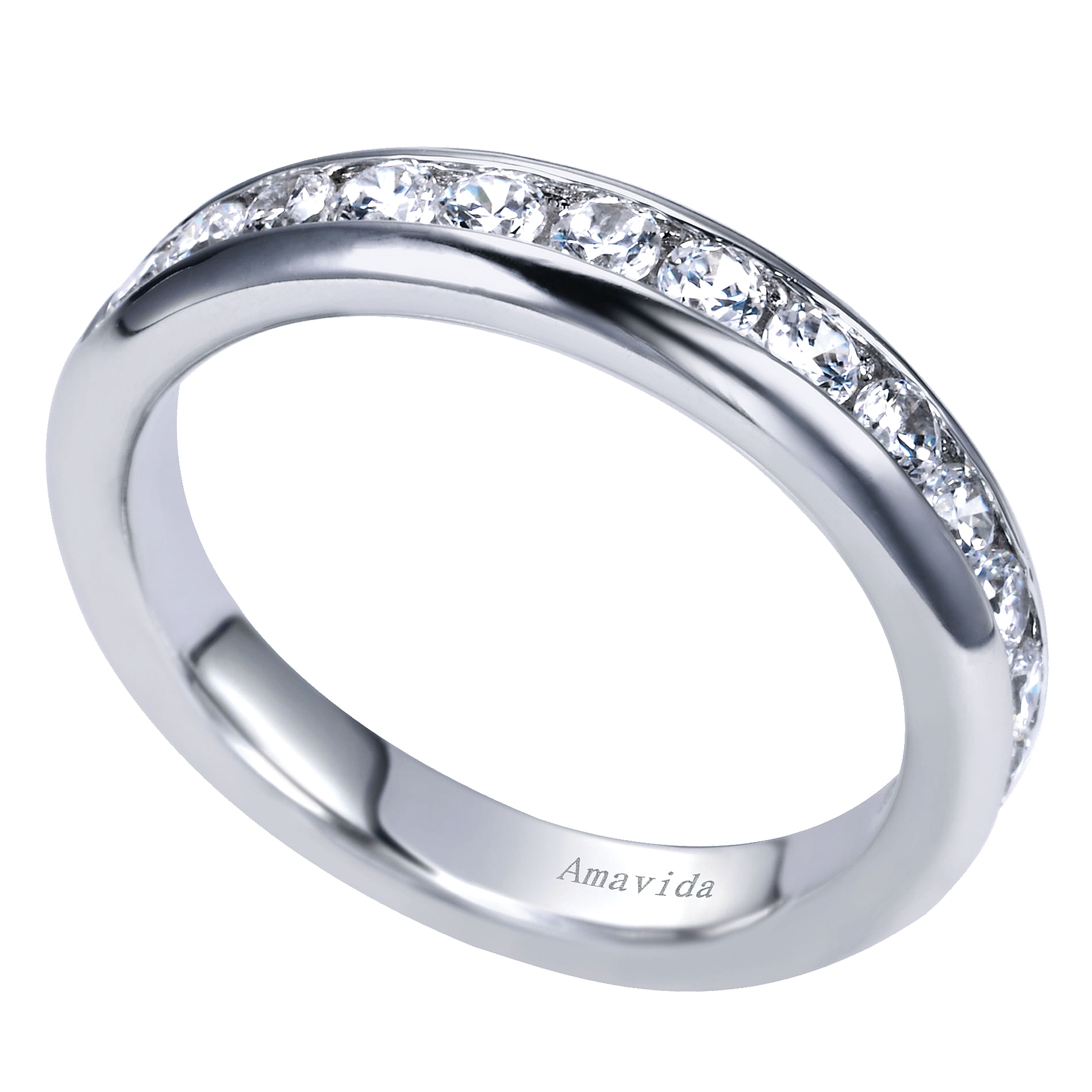 18k White Gold Contemporary Straight Wedding Band angle 3 18k White Gold Contemporary Straight Wedding Band angle 3