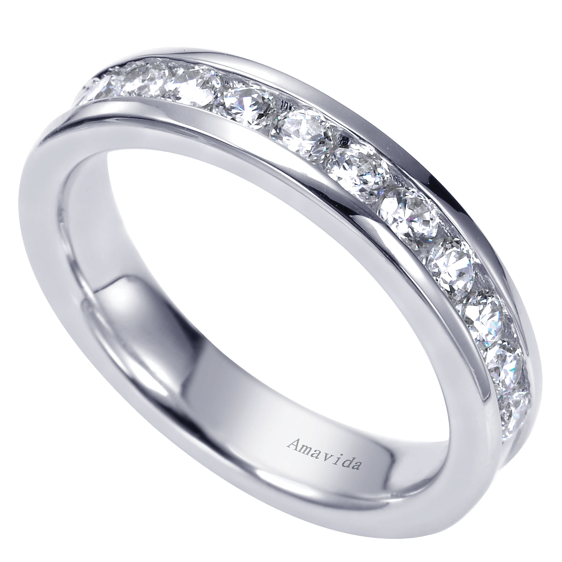 18k White Gold Contemporary Straight Wedding Band angle 3 18k White Gold Contemporary Straight Wedding Band angle 3