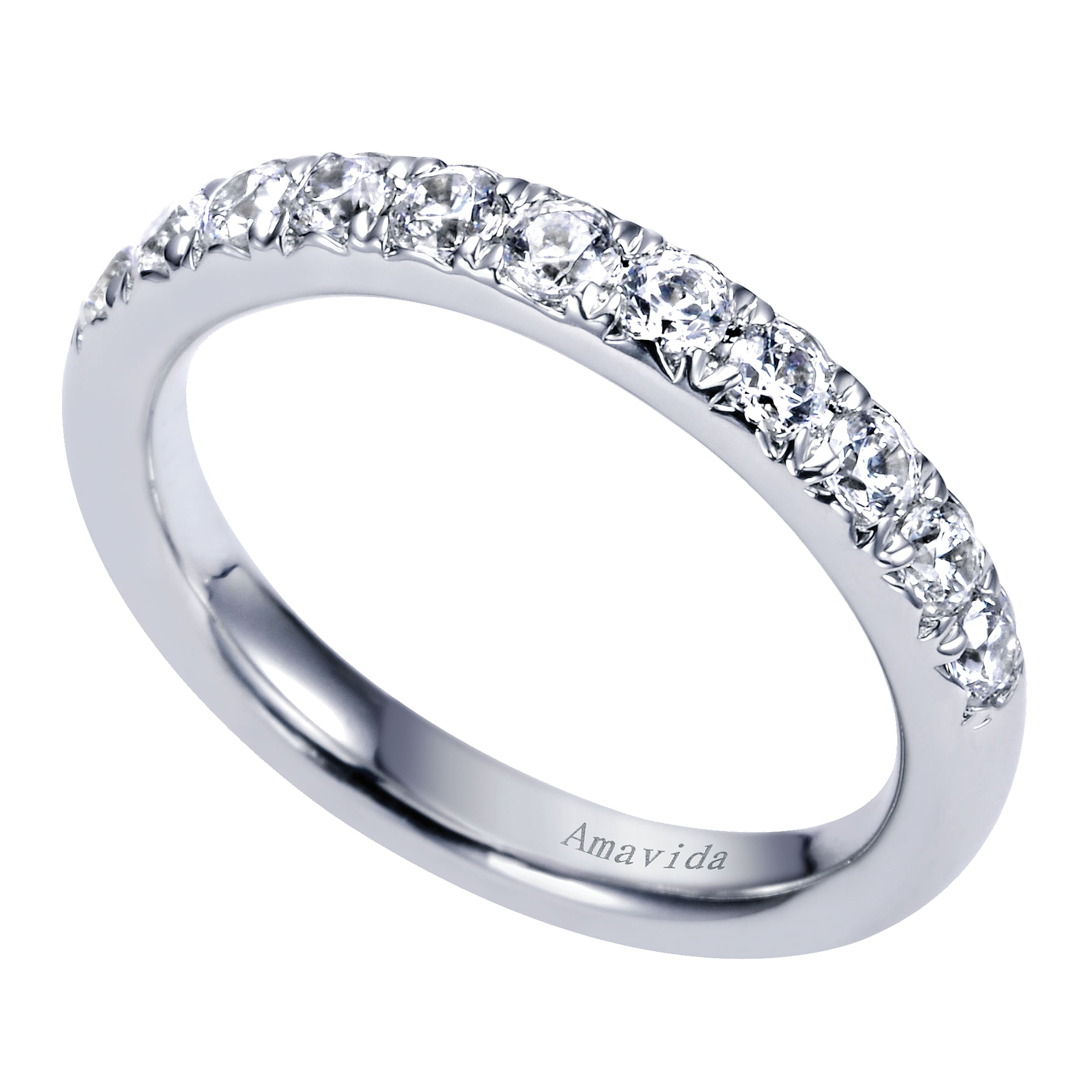 18k White Gold Contemporary Straight Wedding Band angle 3 18k White Gold Contemporary Straight Wedding Band angle 3