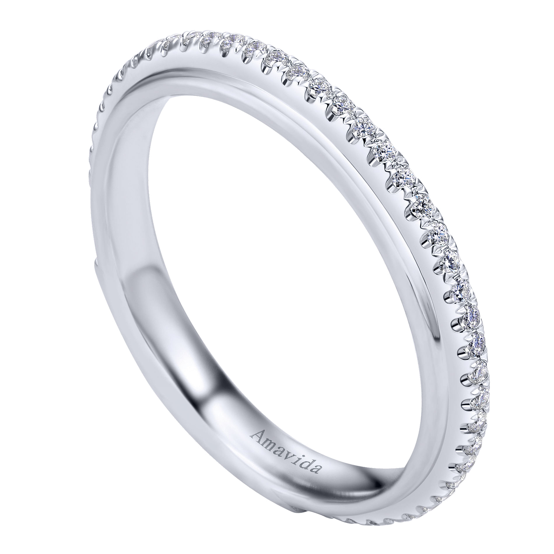 18k White Gold Contemporary Straight Wedding Band angle 3 18k White Gold Contemporary Straight Wedding Band angle 3
