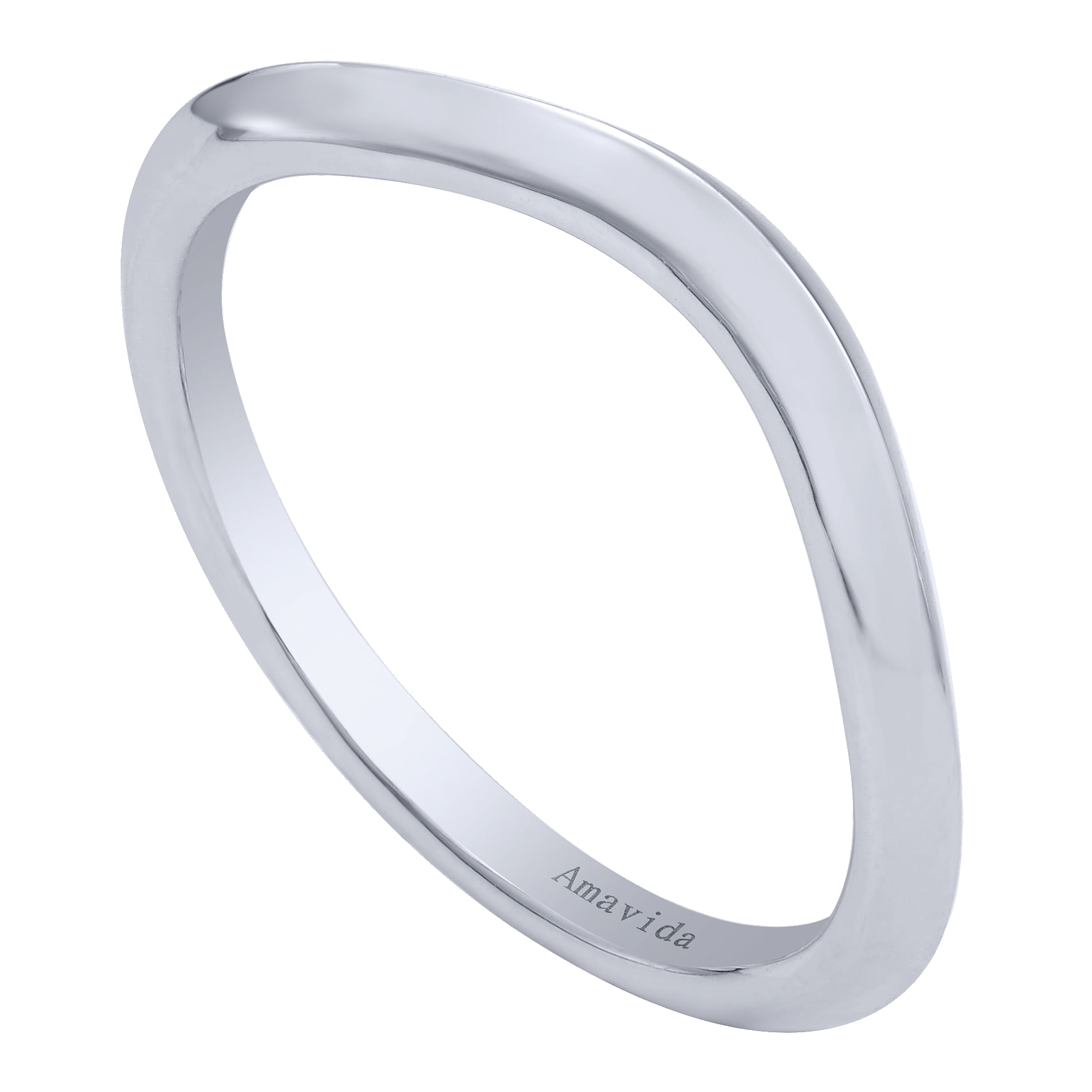 18k White Gold Curved Wedding Band angle 3 18k White Gold Curved Wedding Band angle 3