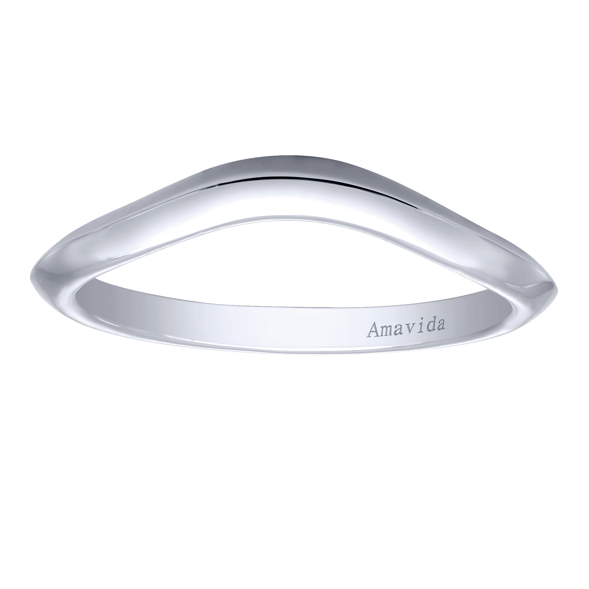 18k White Gold Curved Wedding Band angle 5 18k White Gold Curved Wedding Band angle 5