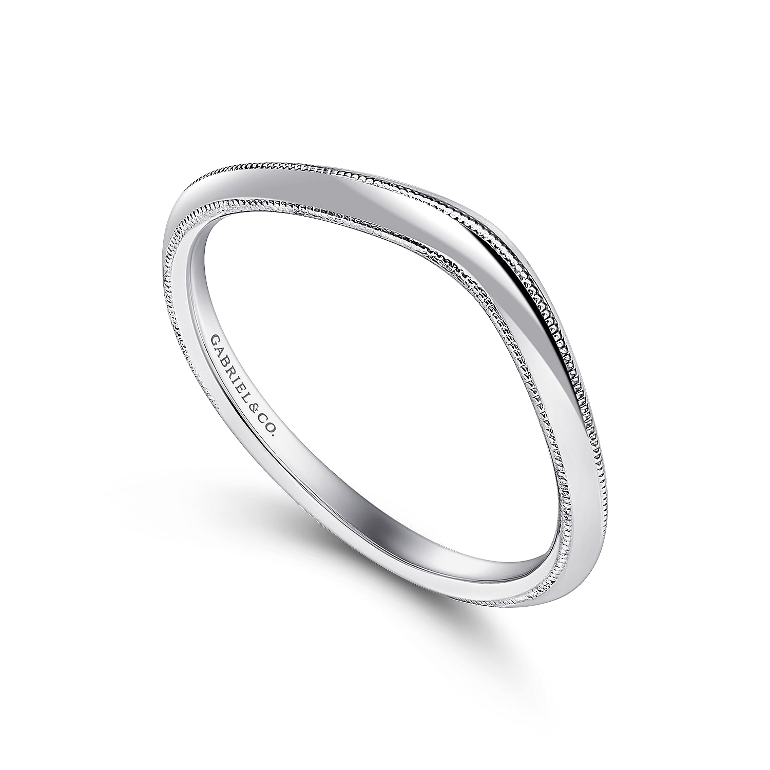 18k White Gold Curved Wedding Band angle 3 18k White Gold Curved Wedding Band angle 3