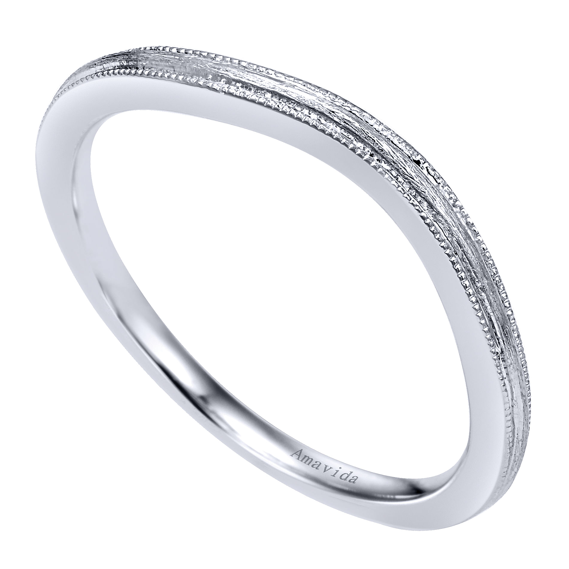 18k White Gold Curved Wedding Band angle 3 18k White Gold Curved Wedding Band angle 3