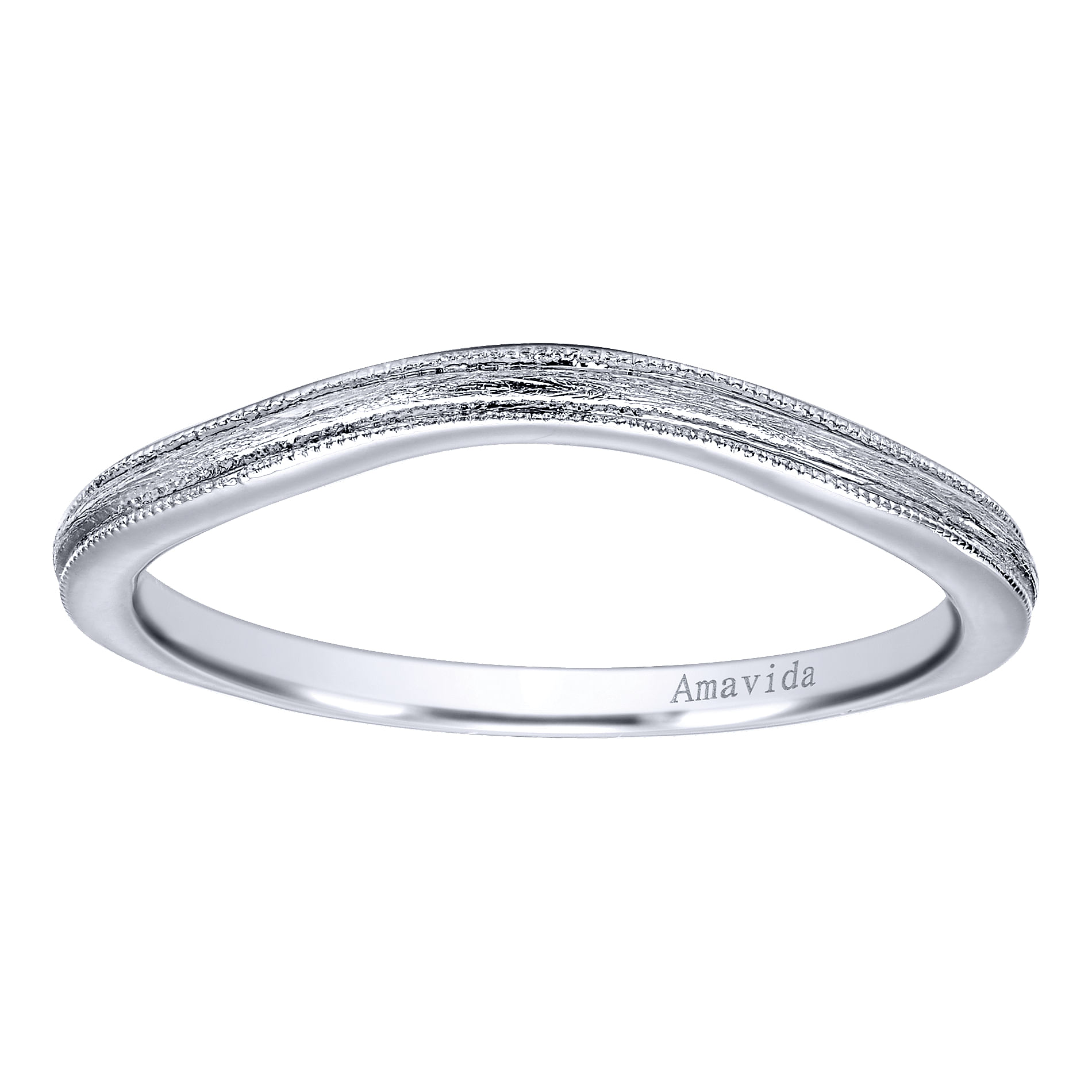 18k White Gold Curved Wedding Band angle 5 18k White Gold Curved Wedding Band angle 5