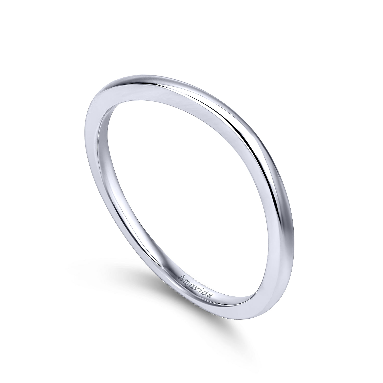 18k White Gold Curved Wedding Band angle 3 18k White Gold Curved Wedding Band angle 3