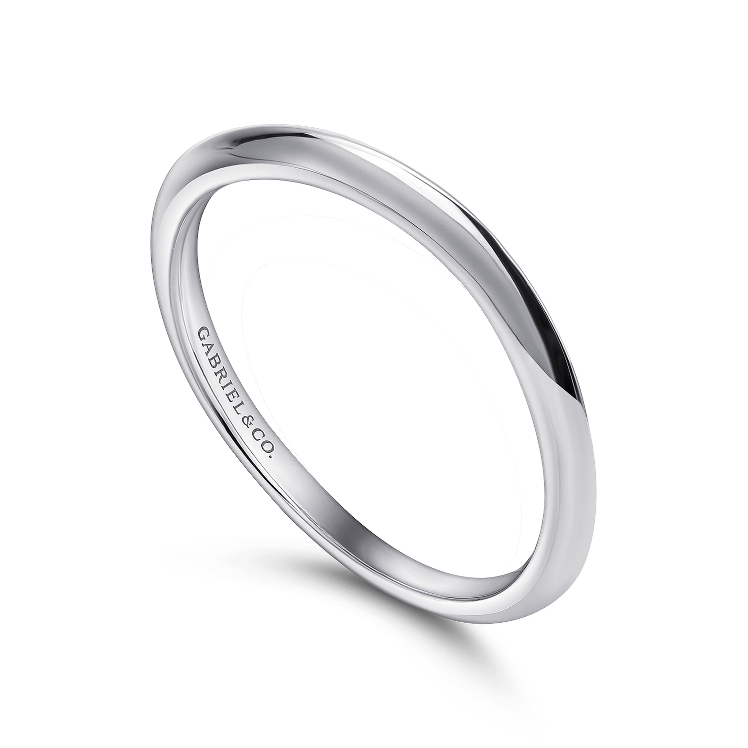 18k White Gold Curved Wedding Band angle 3 18k White Gold Curved Wedding Band angle 3