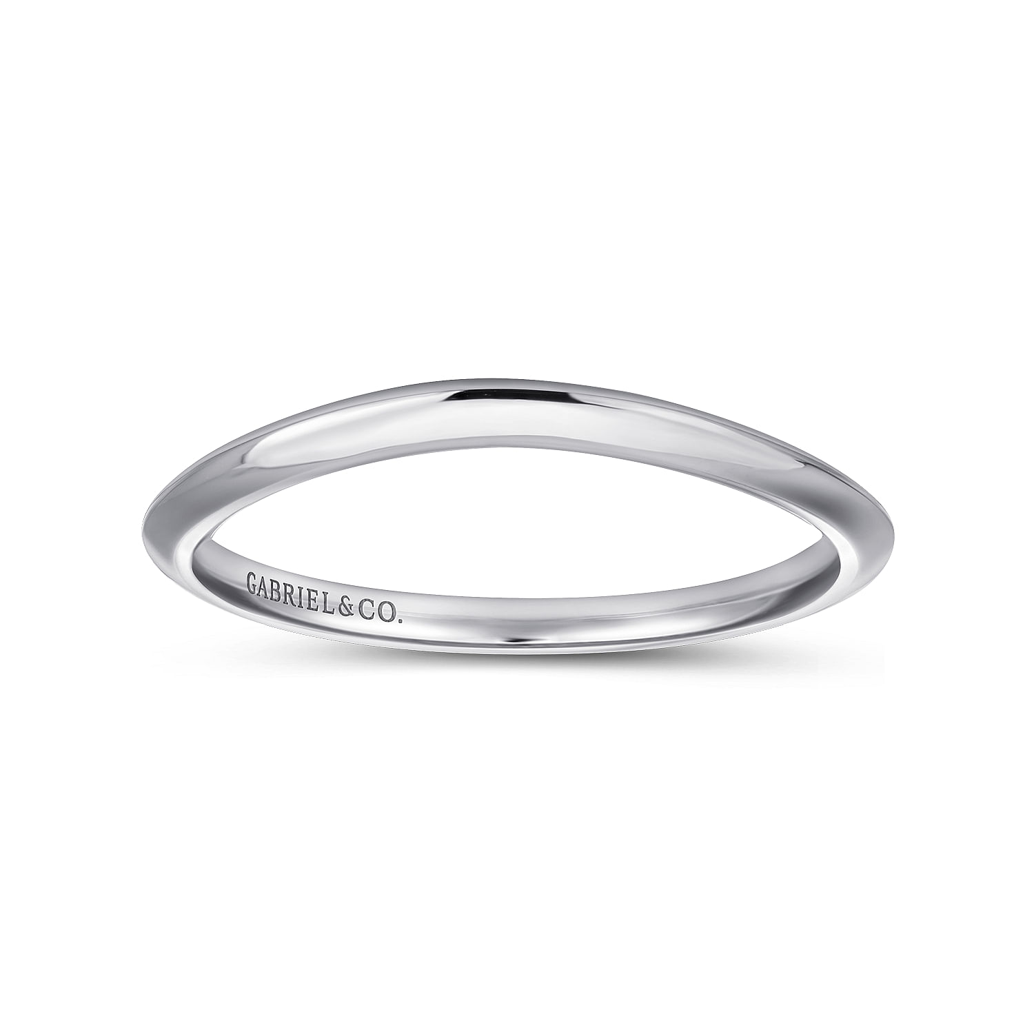 18k White Gold Curved Wedding Band angle 5 18k White Gold Curved Wedding Band angle 5