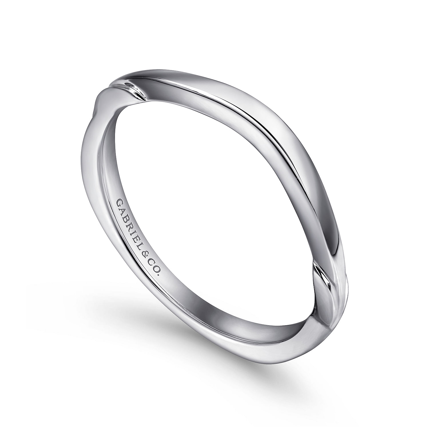 18k White Gold Curved Wedding Band angle 3 18k White Gold Curved Wedding Band angle 3