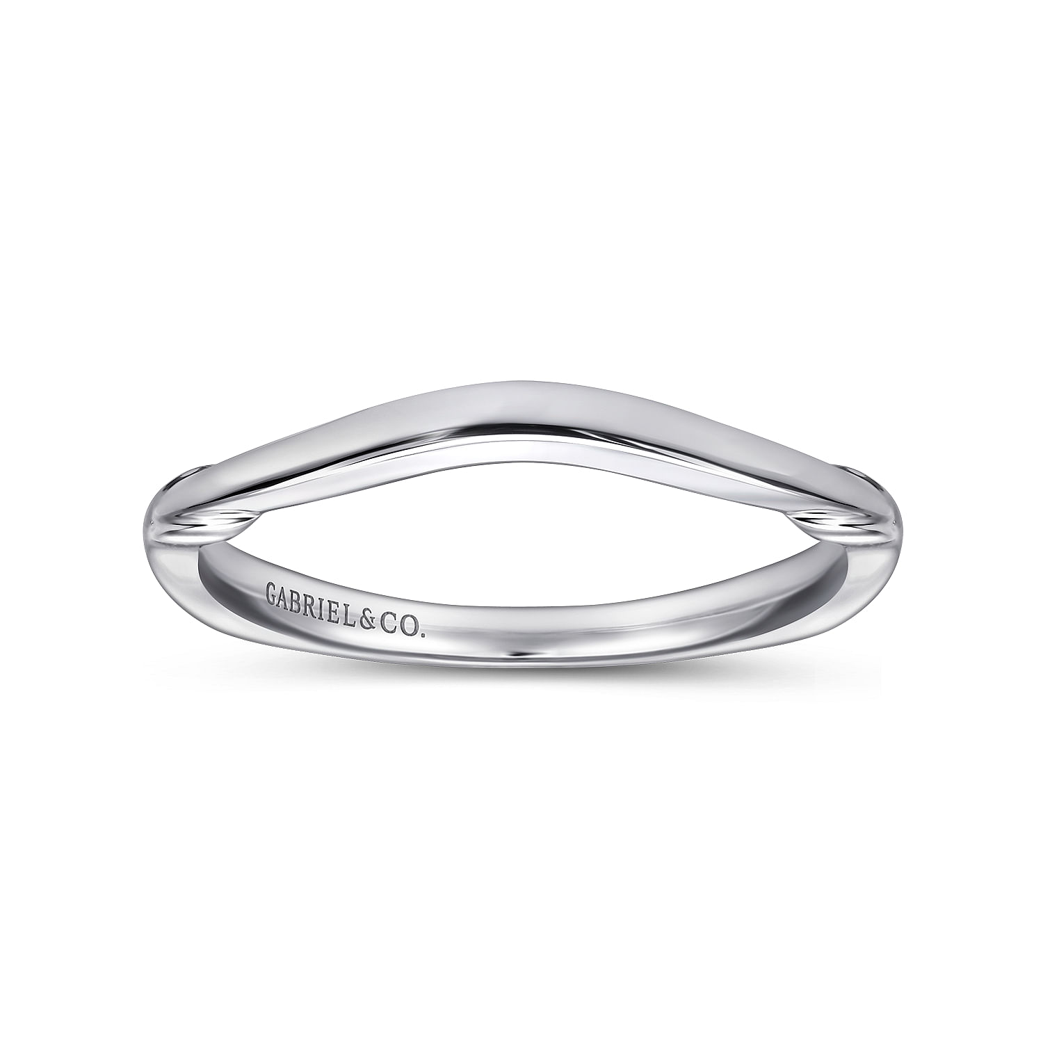 18k White Gold Curved Wedding Band angle 5 18k White Gold Curved Wedding Band angle 5