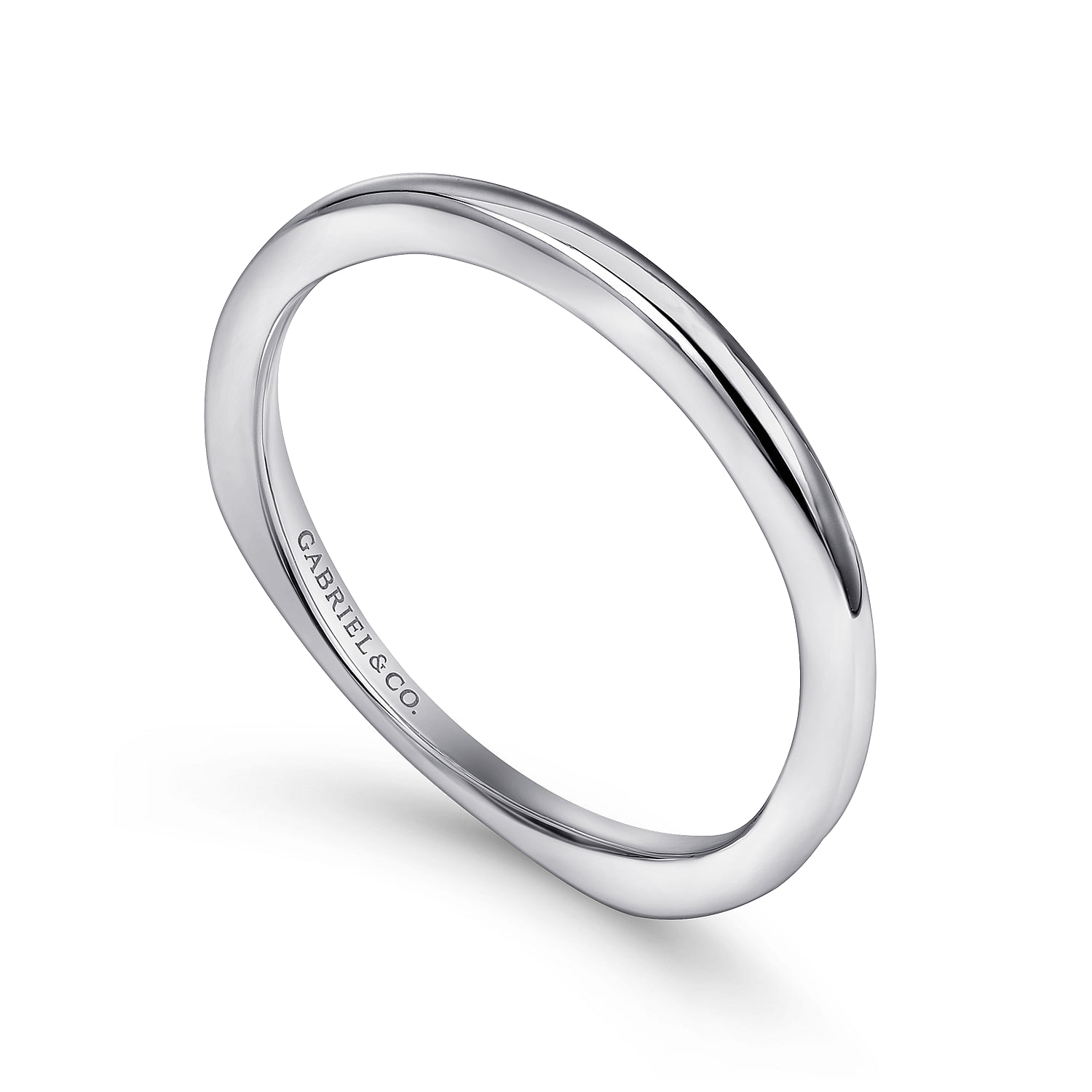 18k White Gold Curved Wedding Band angle 3 18k White Gold Curved Wedding Band angle 3